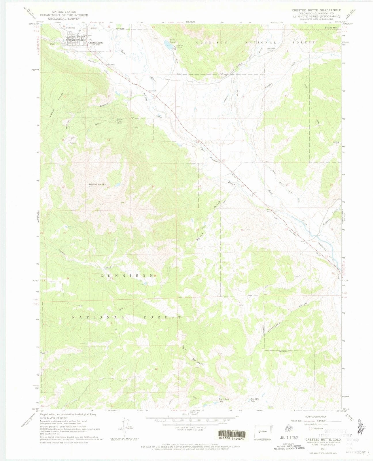 1961 Crested Butte, CO - Colorado - USGS Topographic Map