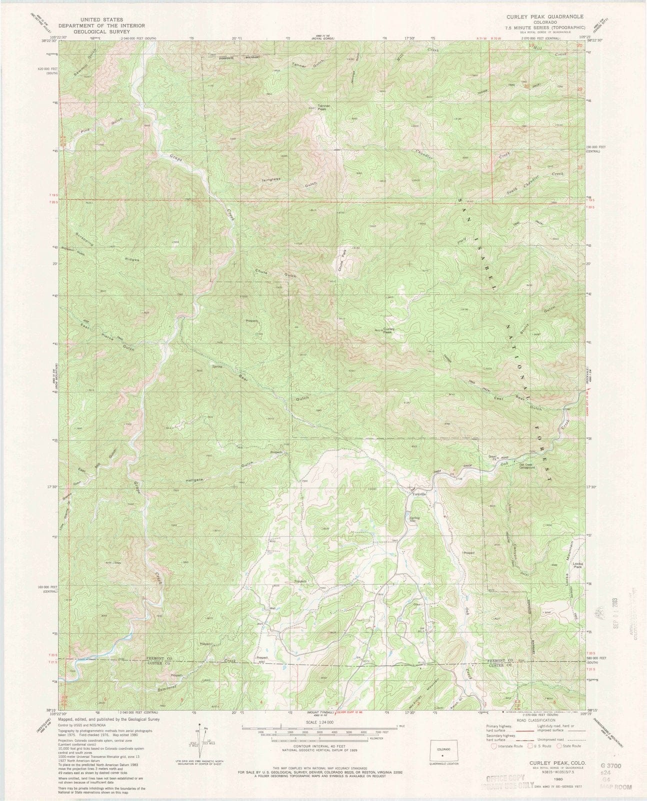 1980 Curley Peak, CO - Colorado - USGS Topographic Map