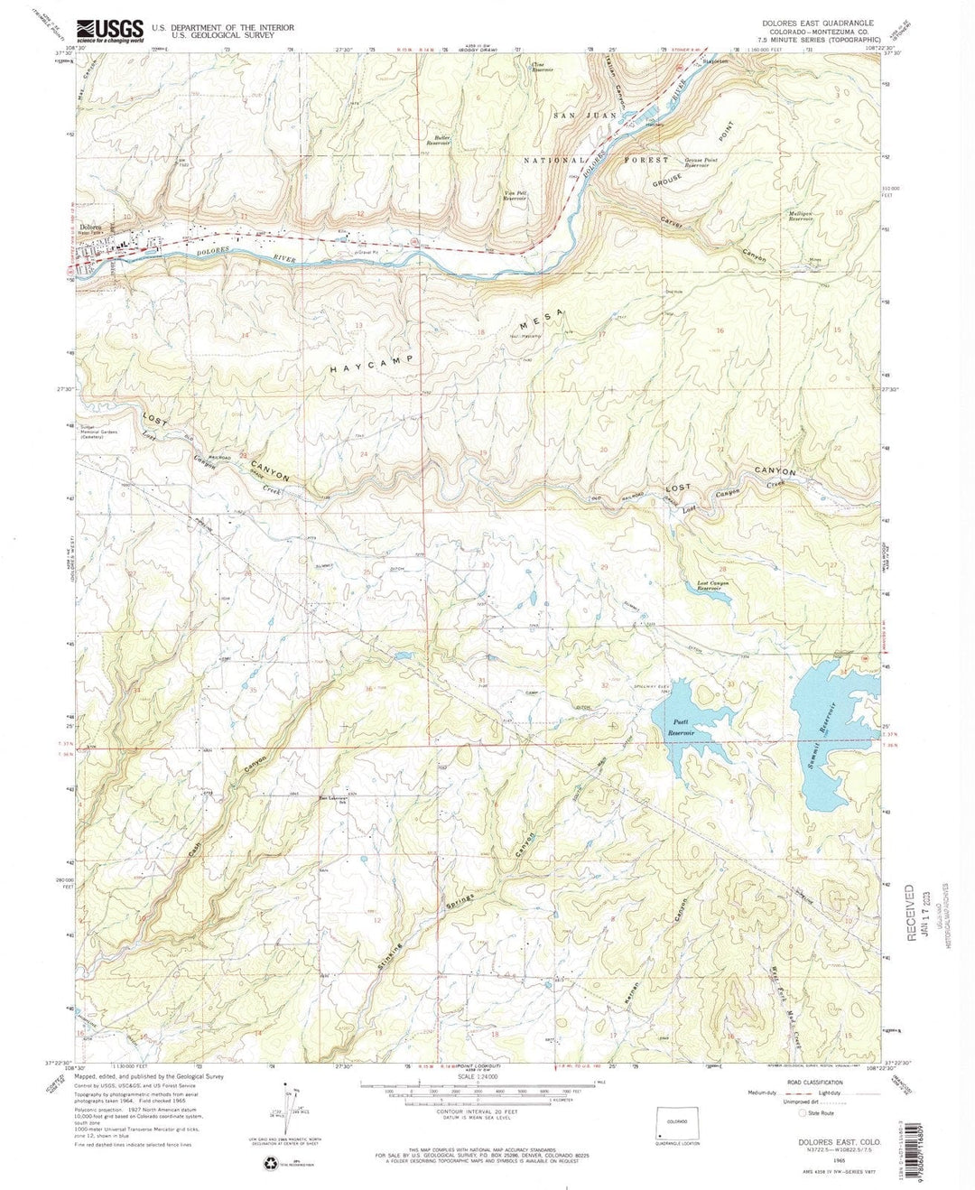 1965 Dolores East, CO - Colorado - USGS Topographic Map