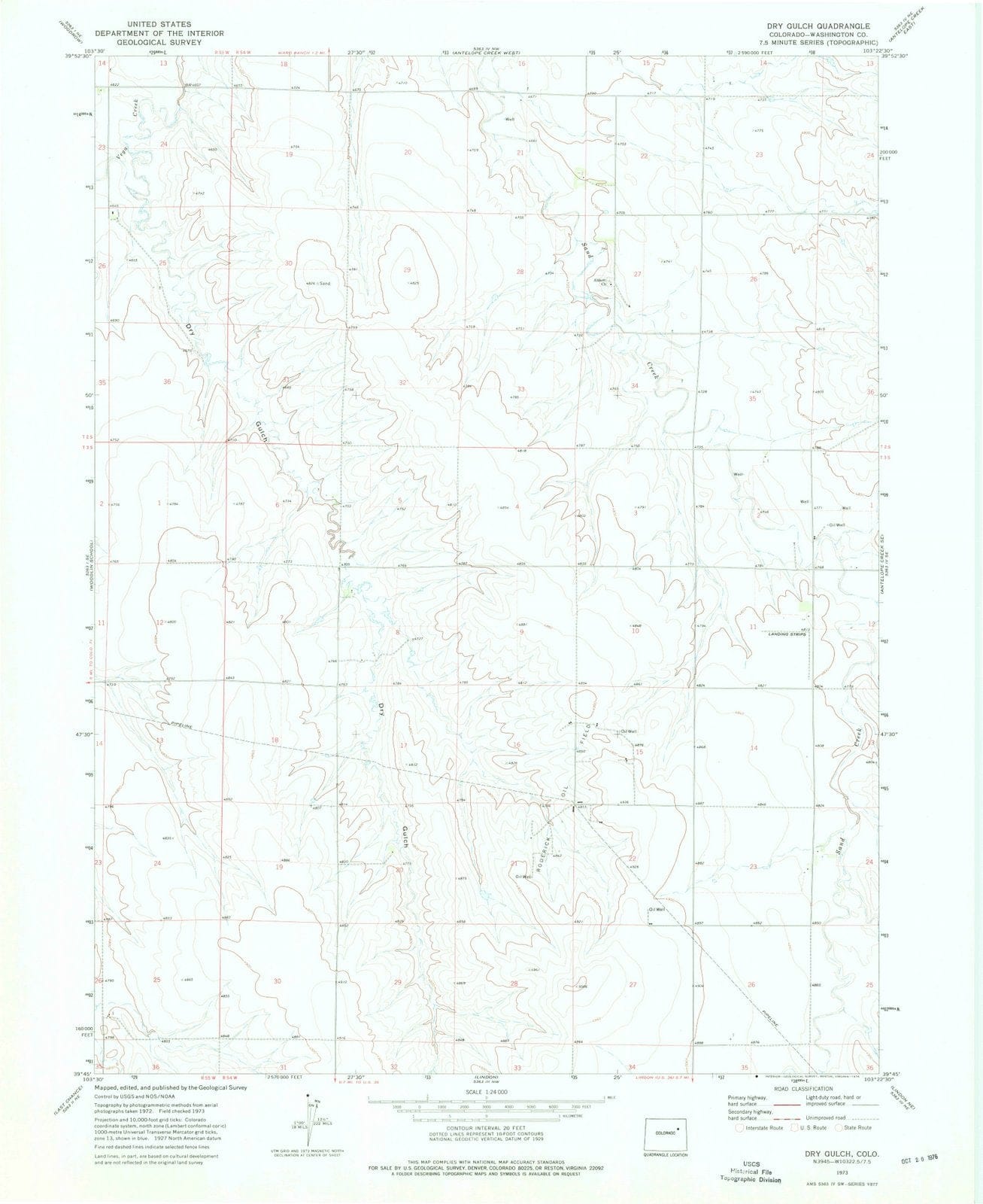 1973 Dry Gulch, CO - Colorado - USGS Topographic Map
