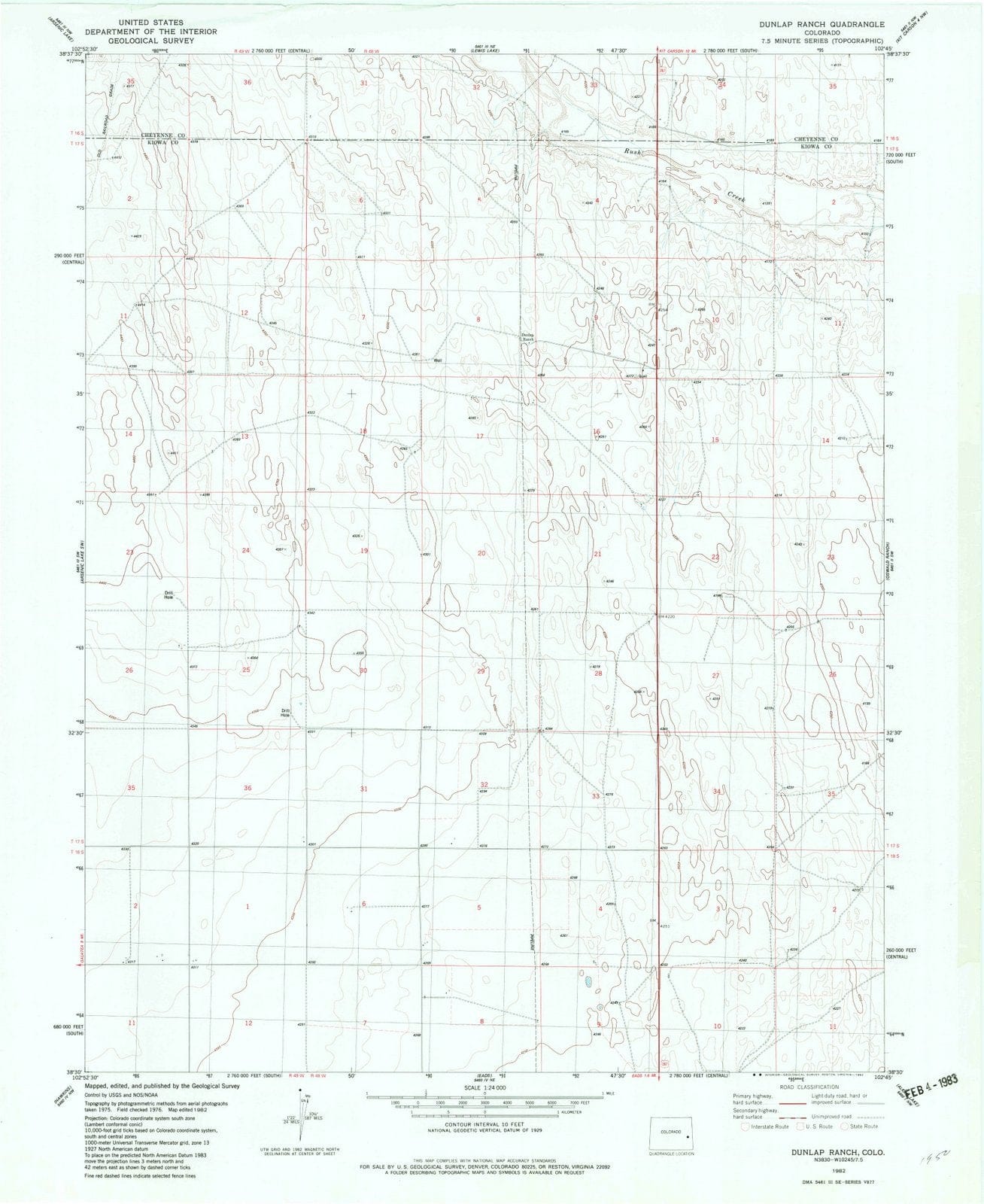 1982 Dunlap Ranch, CO - Colorado - USGS Topographic Map