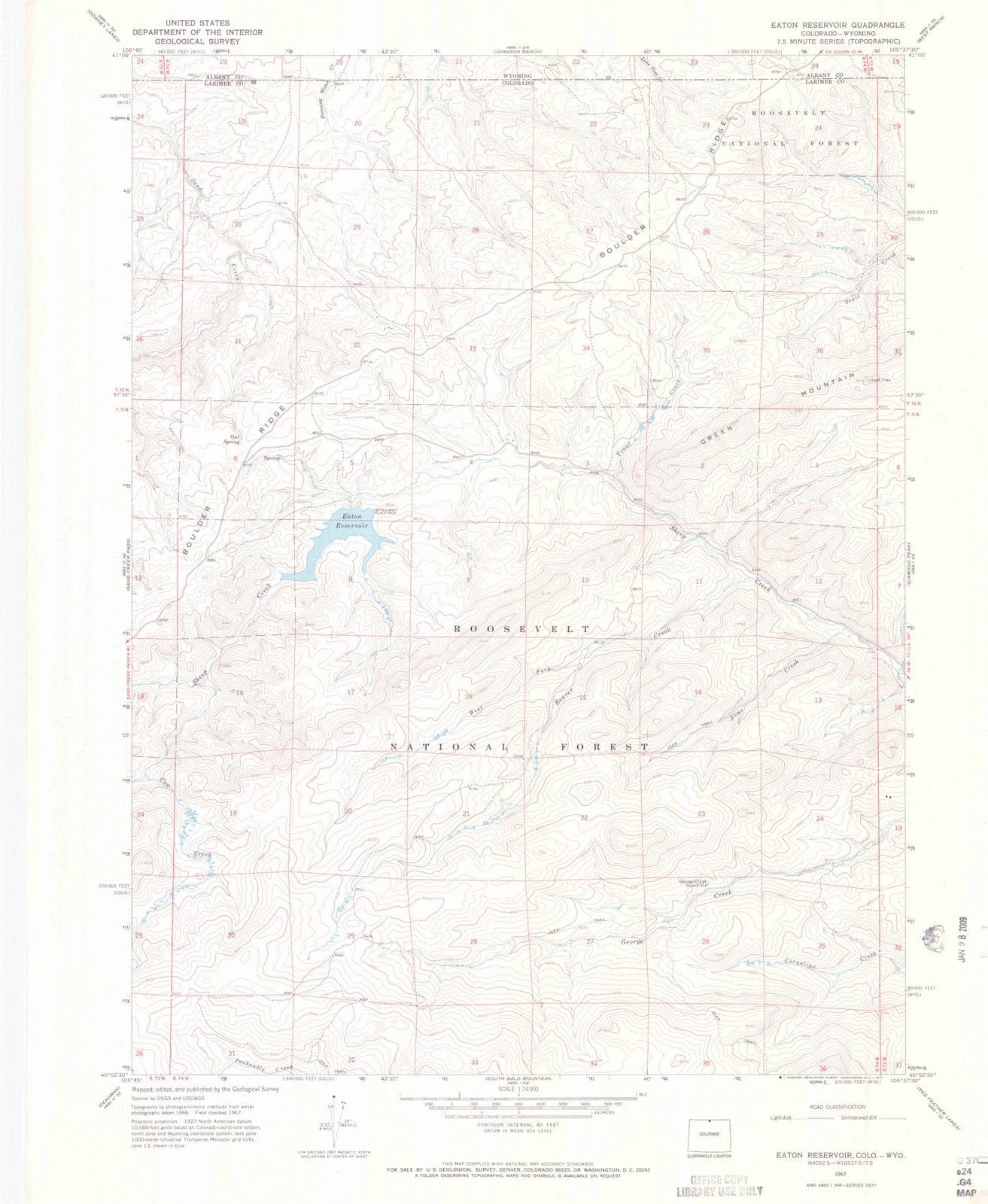 1967 Eaton Reservoir, CO - Colorado - USGS Topographic Map