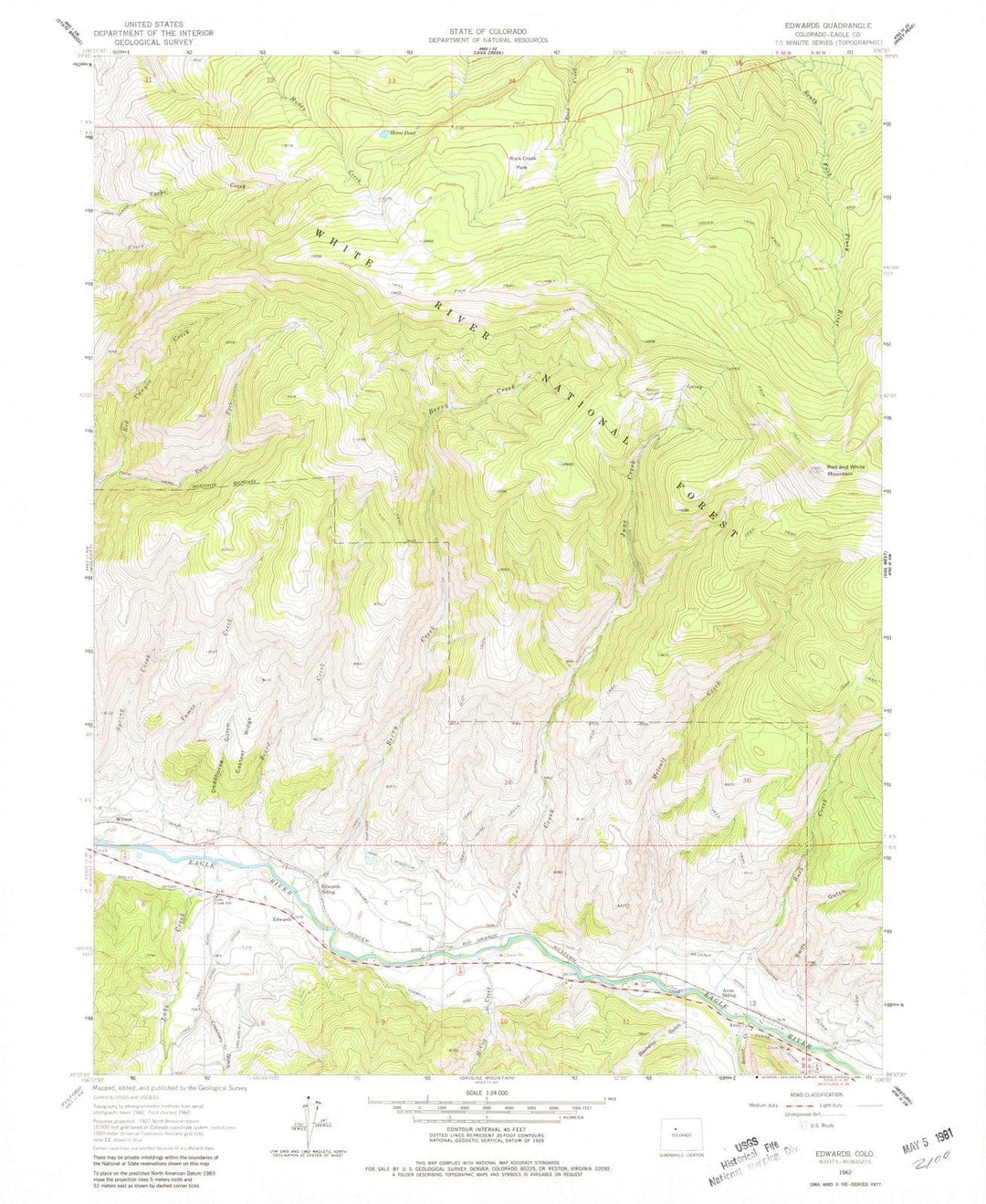 1962 Edwards, CO - Colorado - USGS Topographic Map
