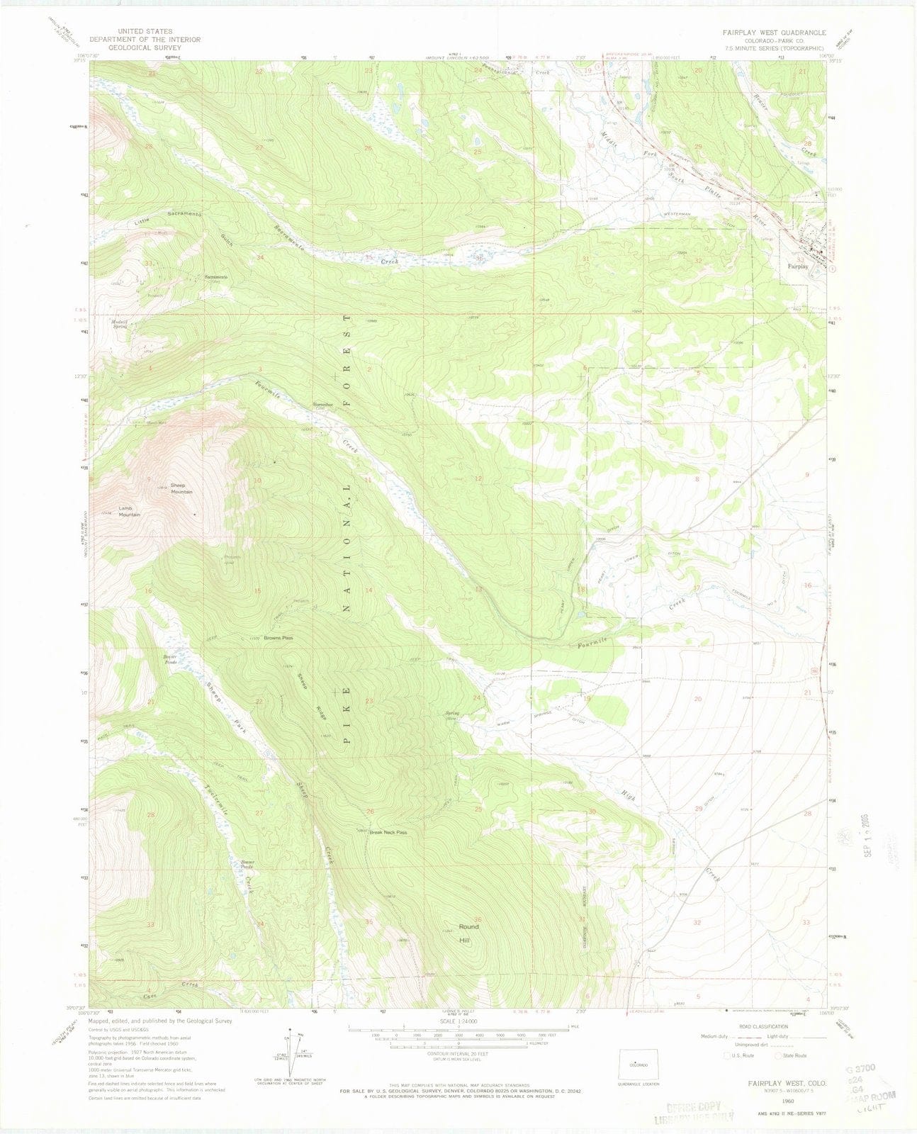 1960 Fairplay West, CO - Colorado - USGS Topographic Map
