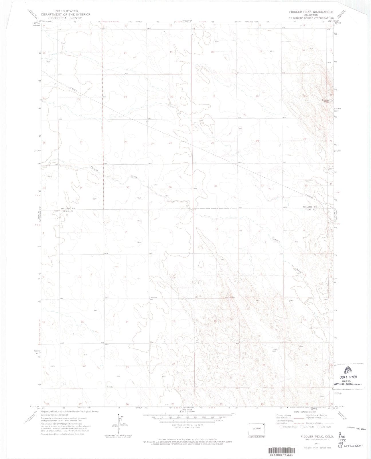 1971 Fiddler Peak, CO - Colorado - USGS Topographic Map