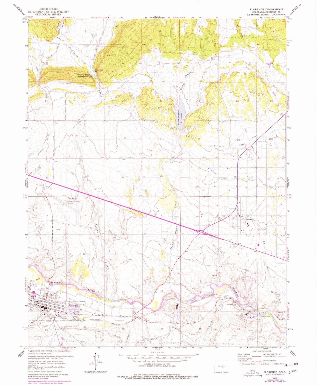 1959 Florence, CO - Colorado - USGS Topographic Map v2