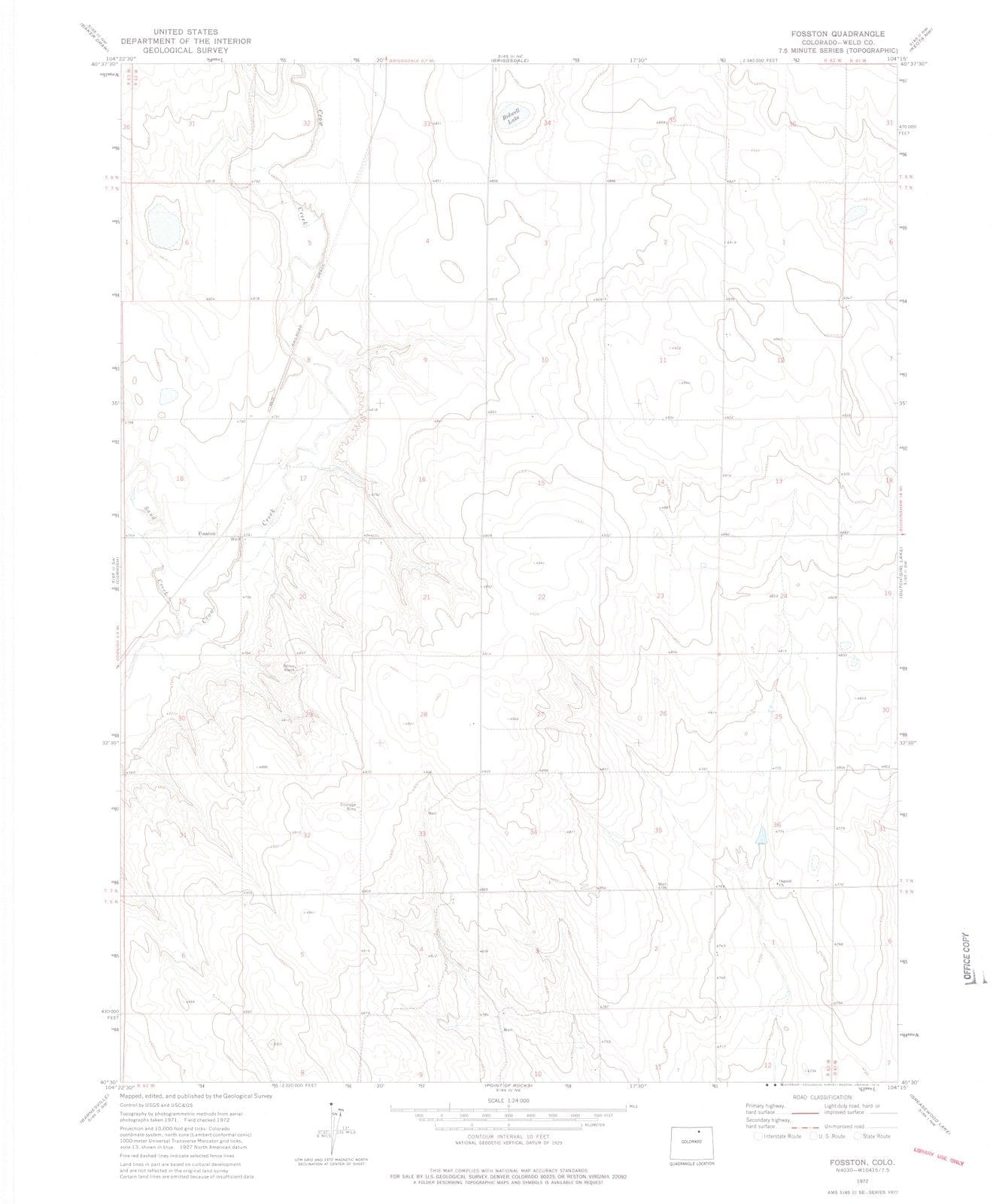 1972 Fosston, CO - Colorado - USGS Topographic Map