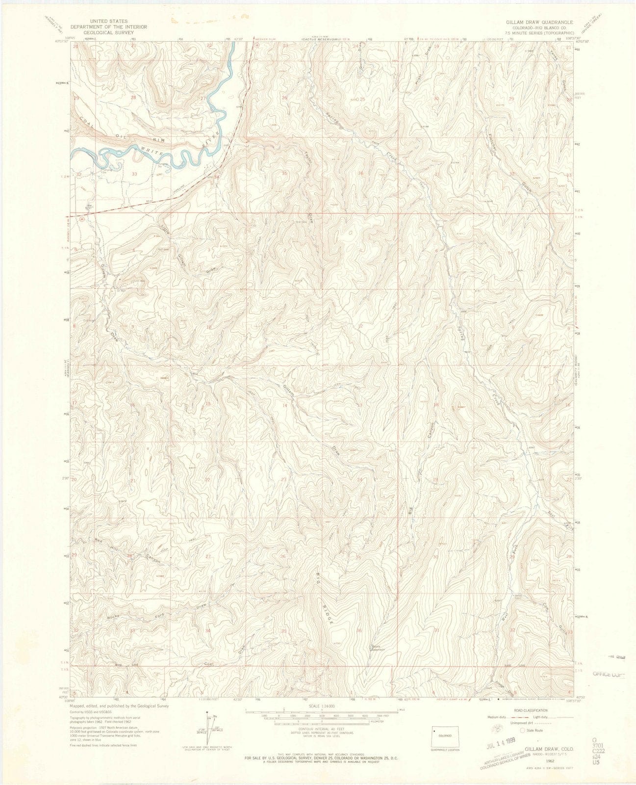 1962 Gillamraw, CO - Colorado - USGS Topographic Map