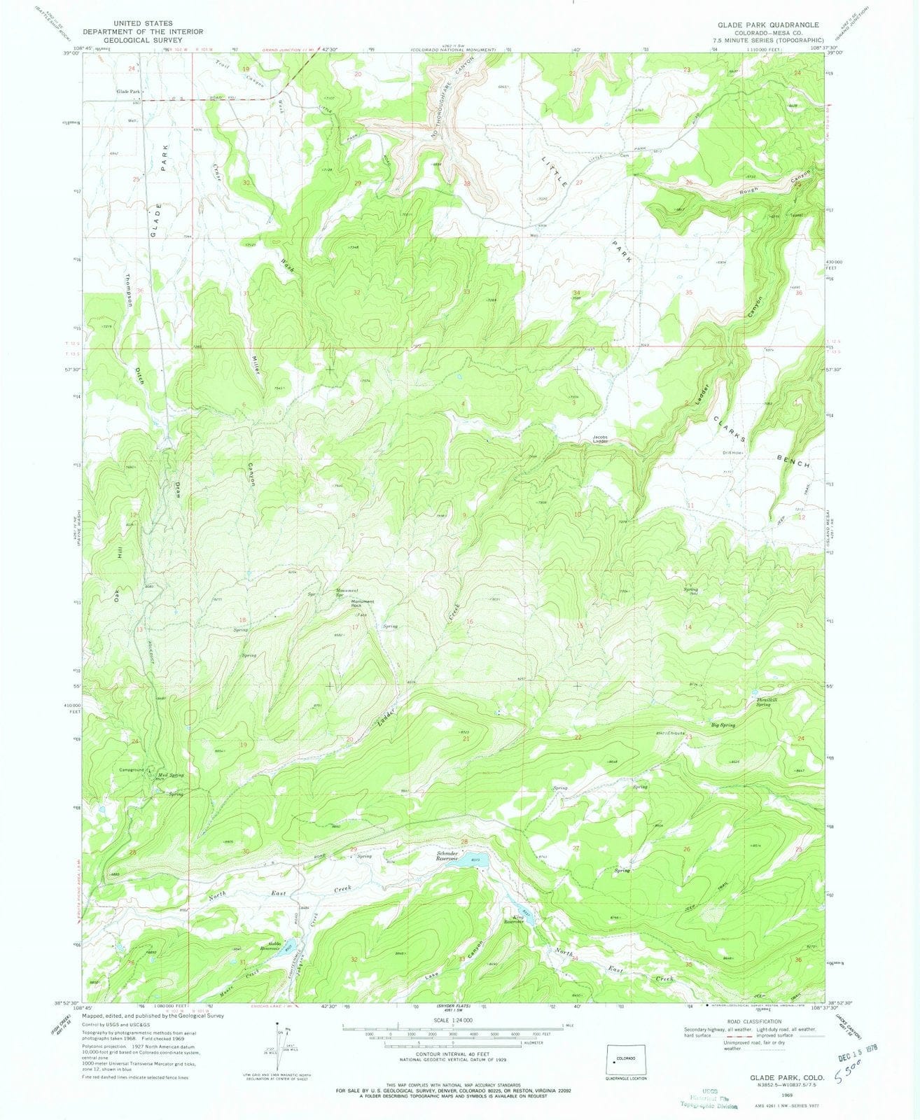 1969 Glade Park, CO - Colorado - USGS Topographic Map