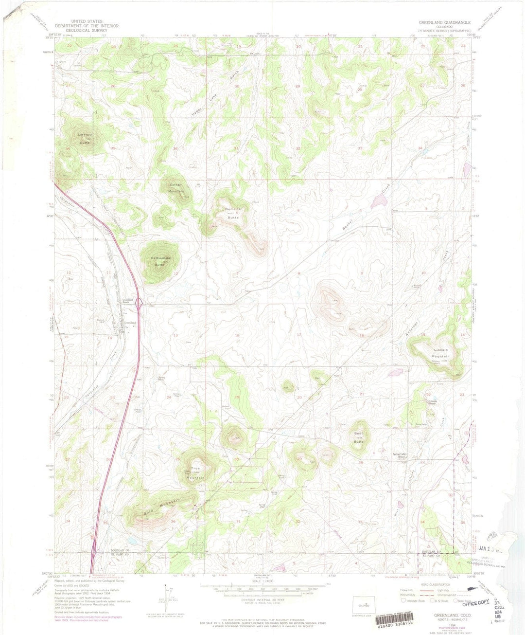 1954 Greenland, CO - Colorado - USGS Topographic Map