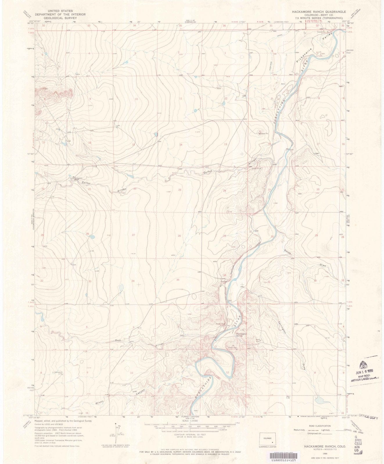 1966 Hackamore Ranch, CO - Colorado - USGS Topographic Map