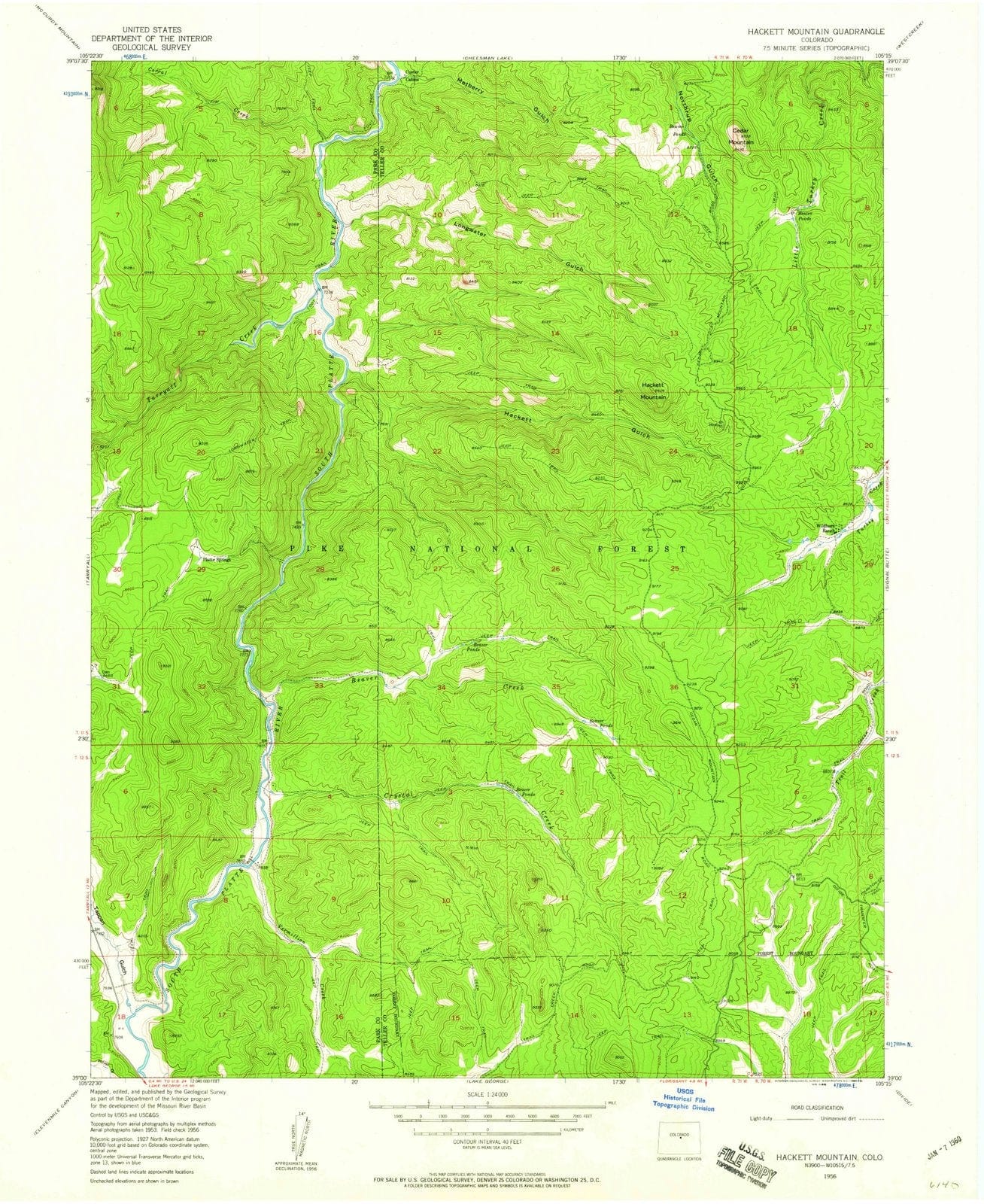 1956 Hackett Mountain, CO - Colorado - USGS Topographic Map