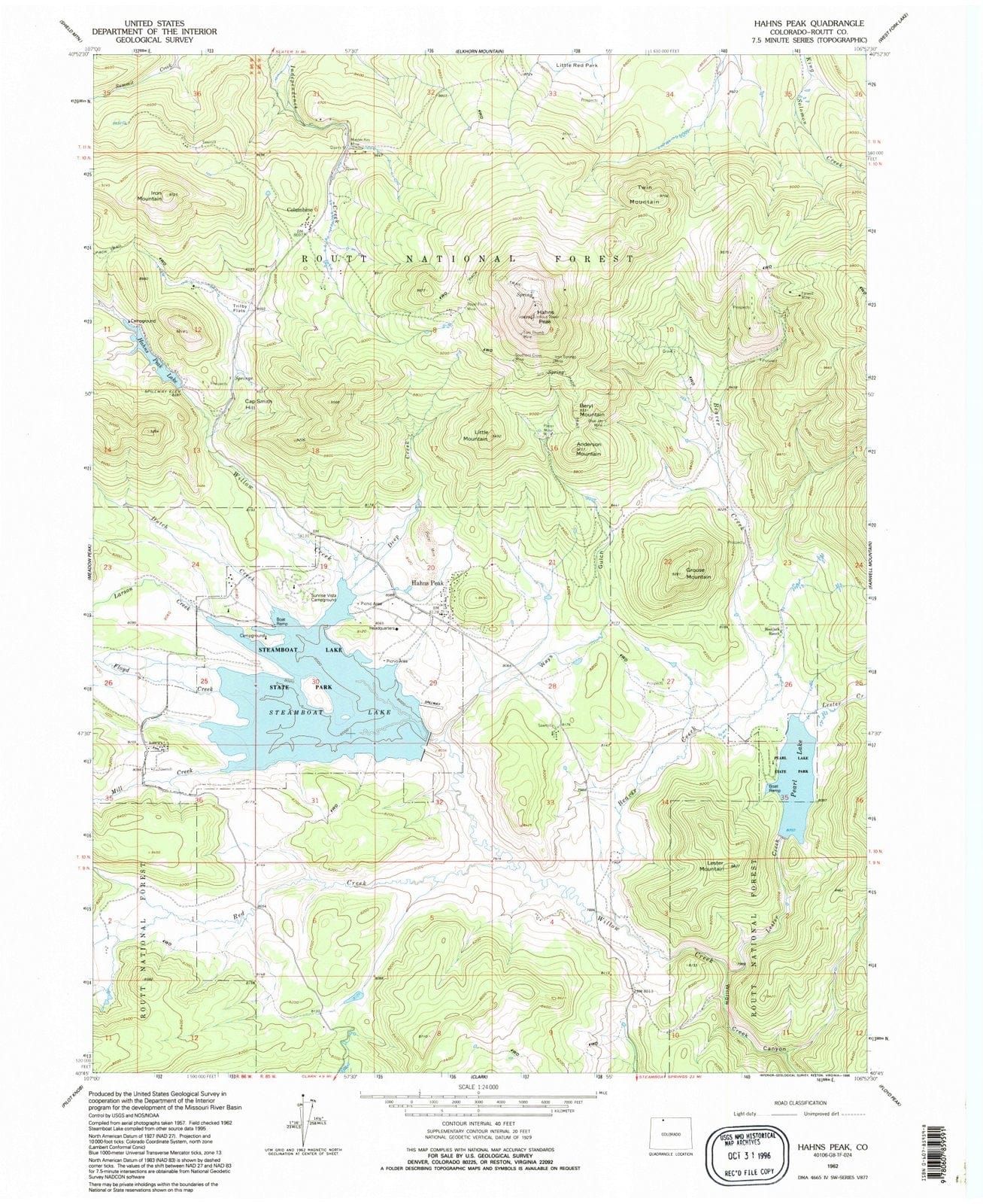 1962 Hahns Peak, CO - Colorado - USGS Topographic Map