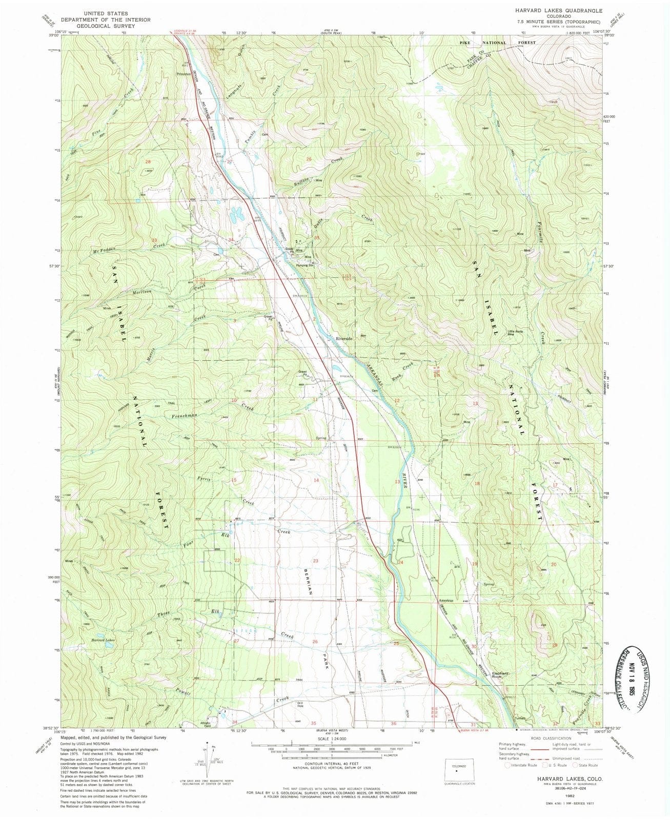 1982 Harvard Lakes, CO - Colorado - USGS Topographic Map