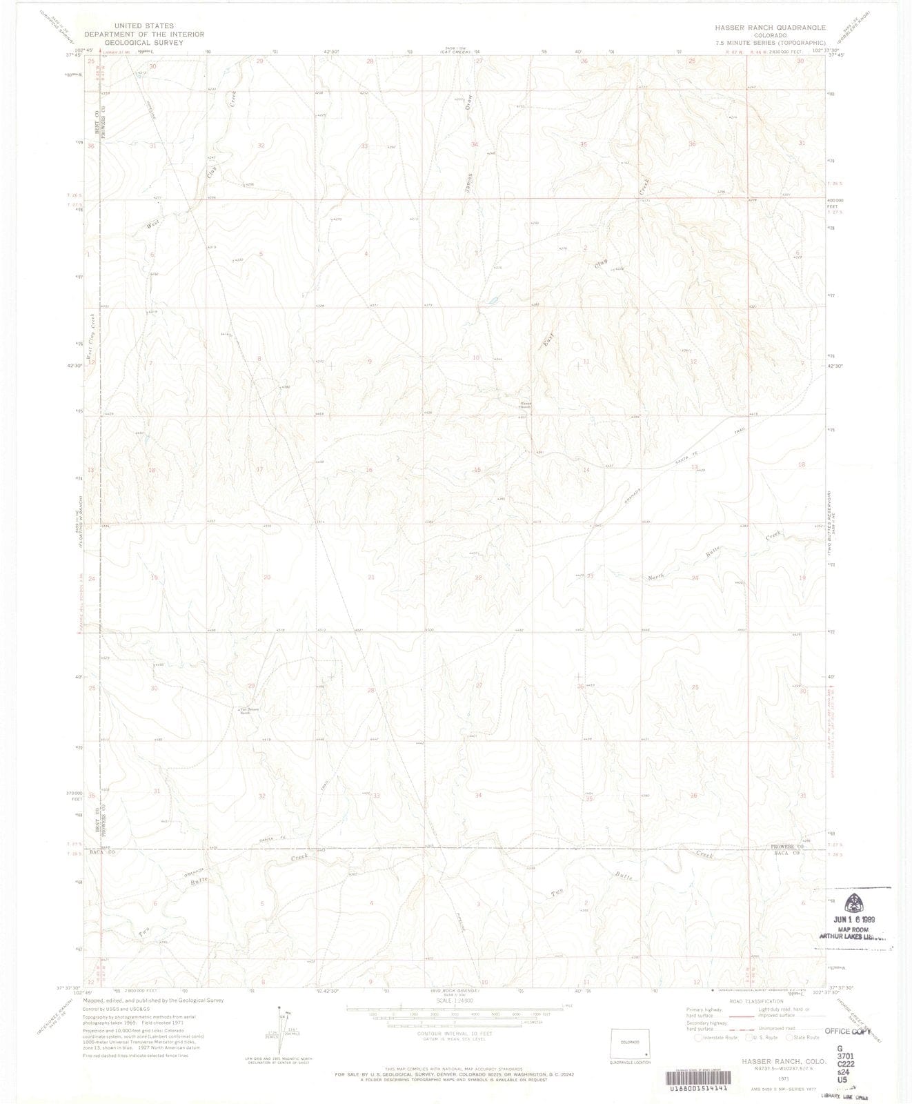 1971 Hasser Ranch, CO - Colorado - USGS Topographic Map