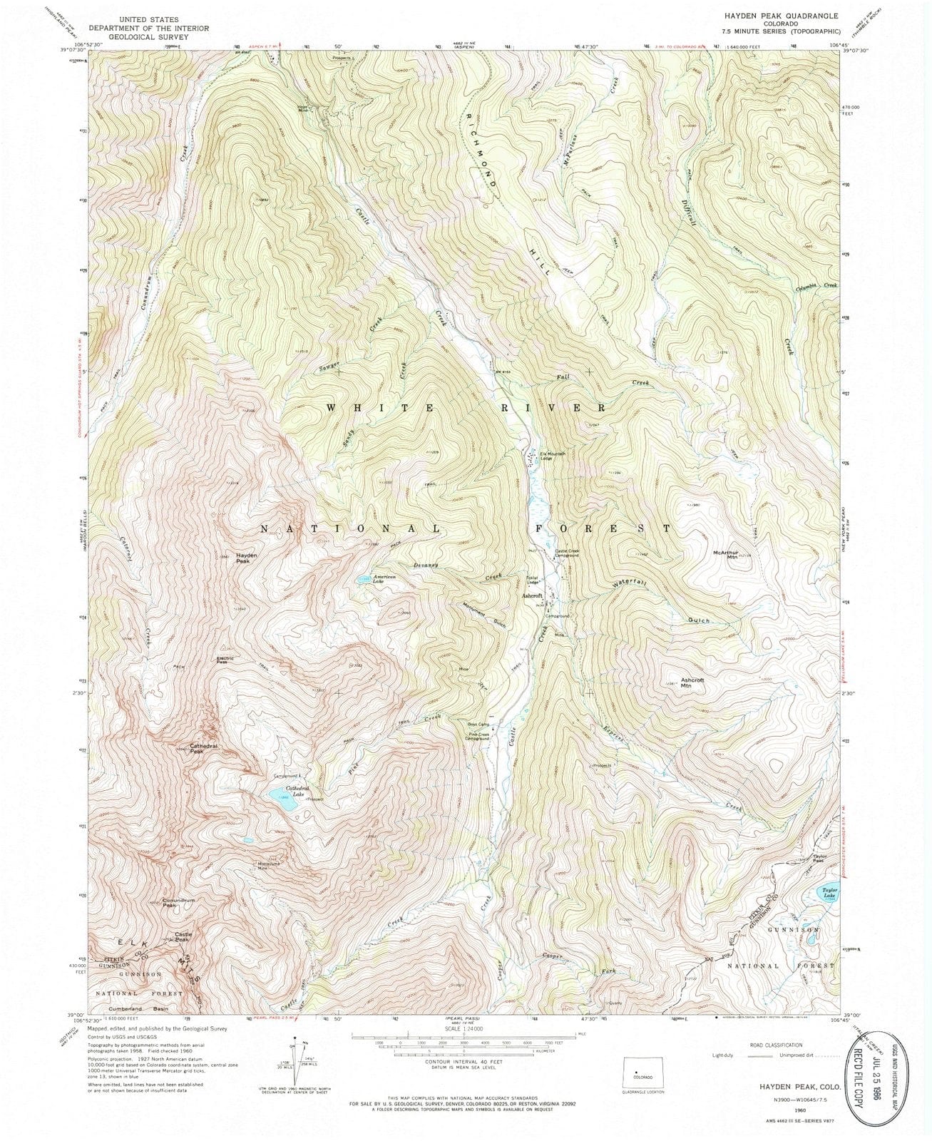 1960 Hayden Peak, CO - Colorado - USGS Topographic Map