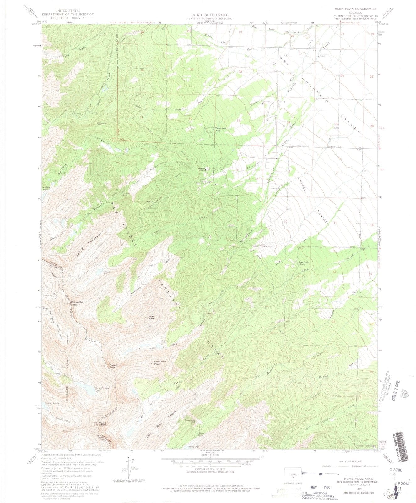 1959 Horn Peak, CO - Colorado - USGS Topographic Map