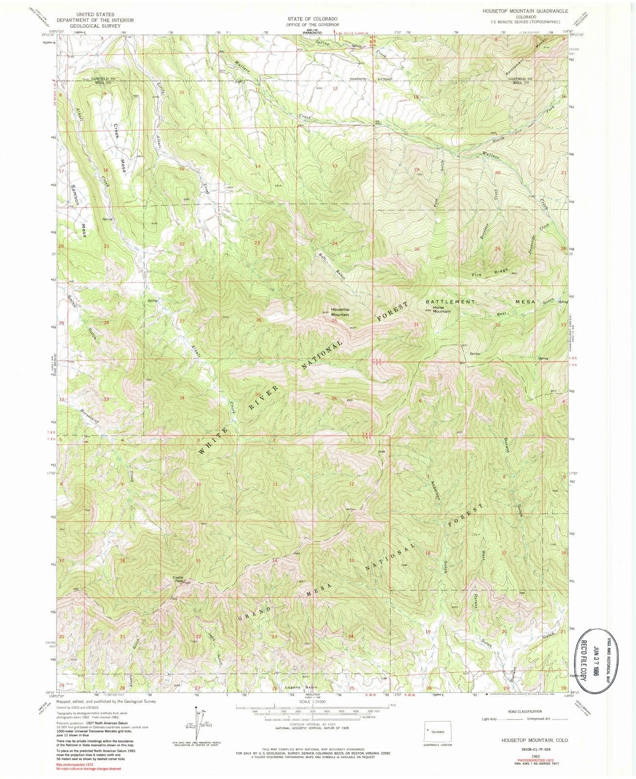 1962 Housetop Mountain, CO - Colorado - USGS Topographic Map