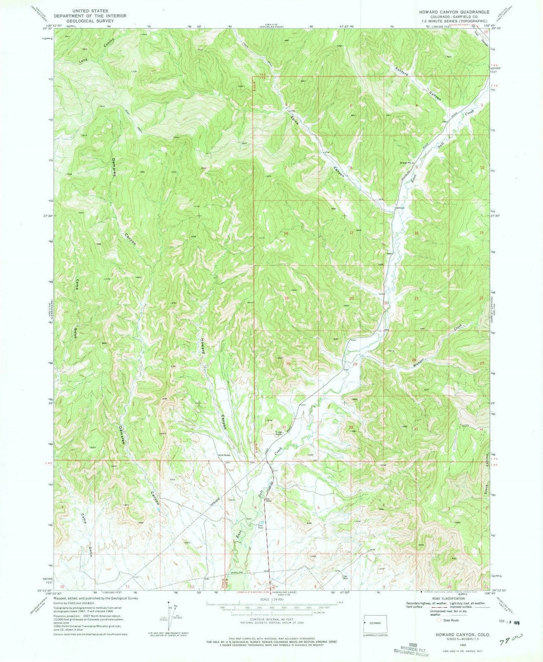 1968 Howard Canyon, CO - Colorado - USGS Topographic Map