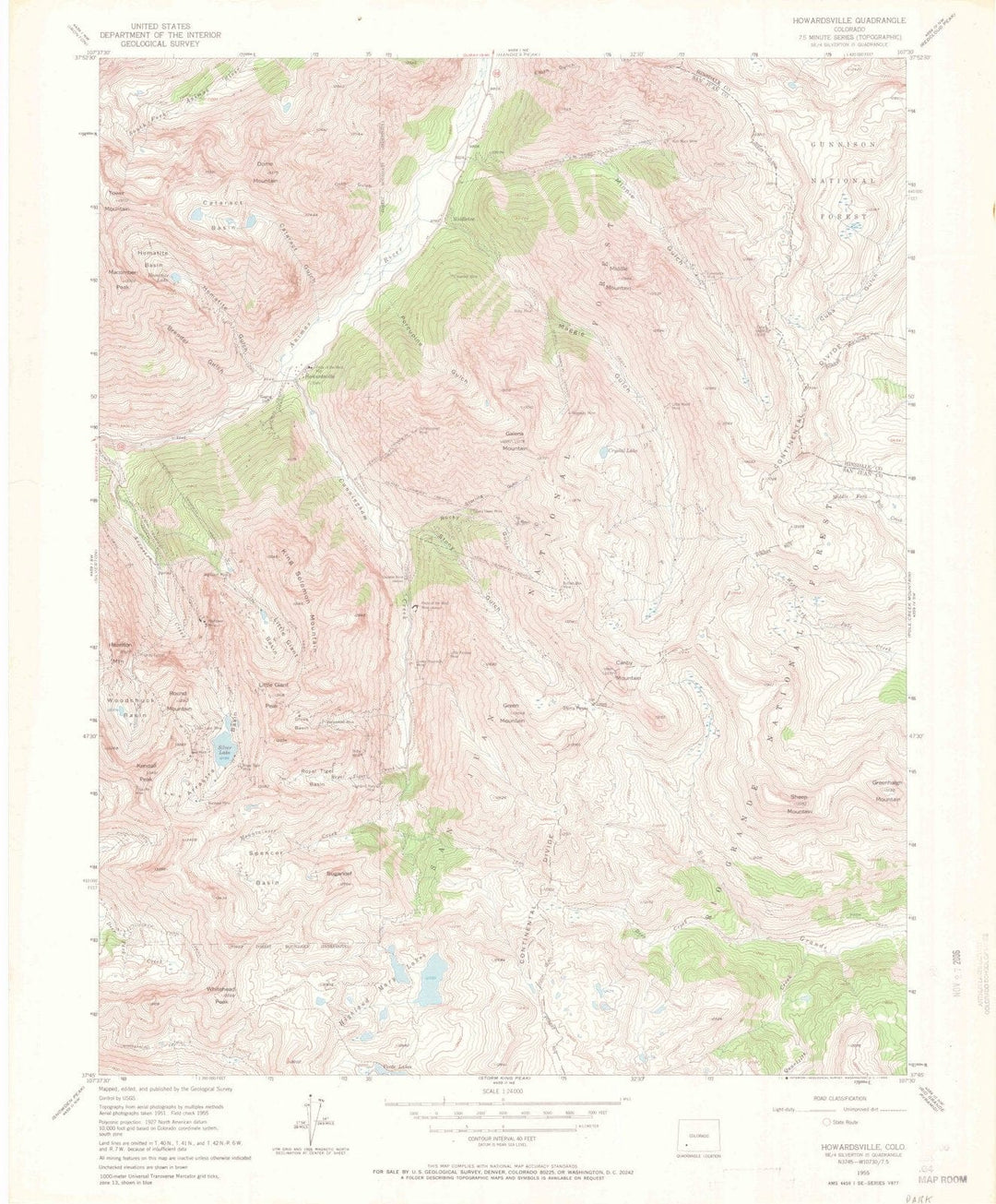 1955 Howardsville, CO - Colorado - USGS Topographic Map