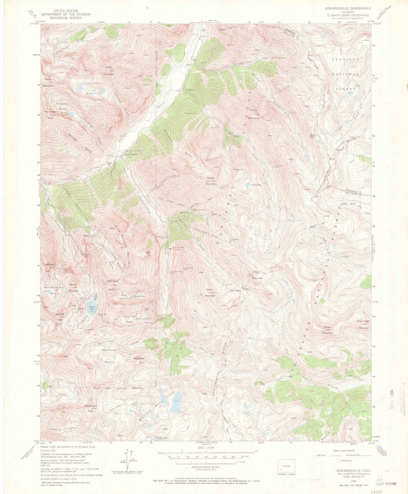 1955 Howardsville, CO - Colorado - USGS Topographic Map
