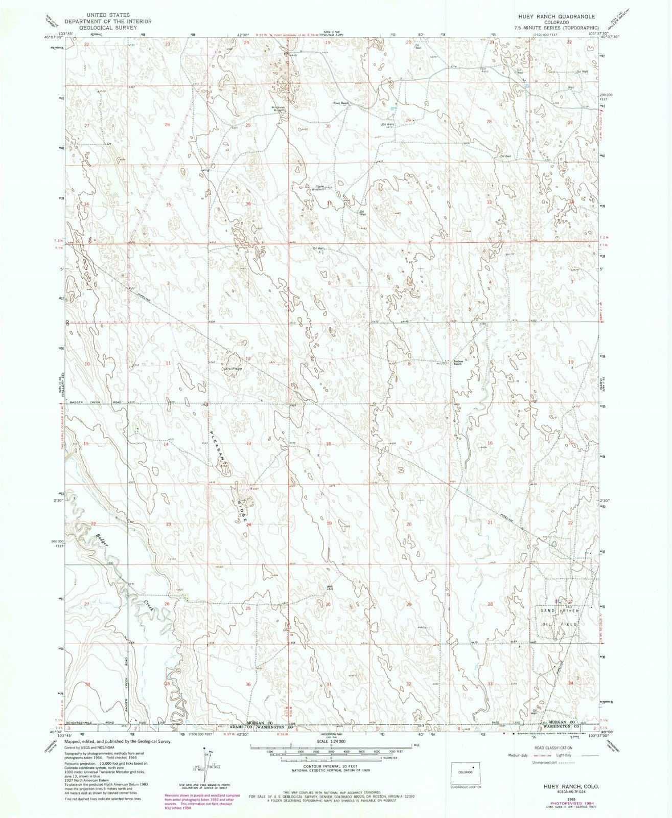 1965 Huey Ranch, CO - Colorado - USGS Topographic Map