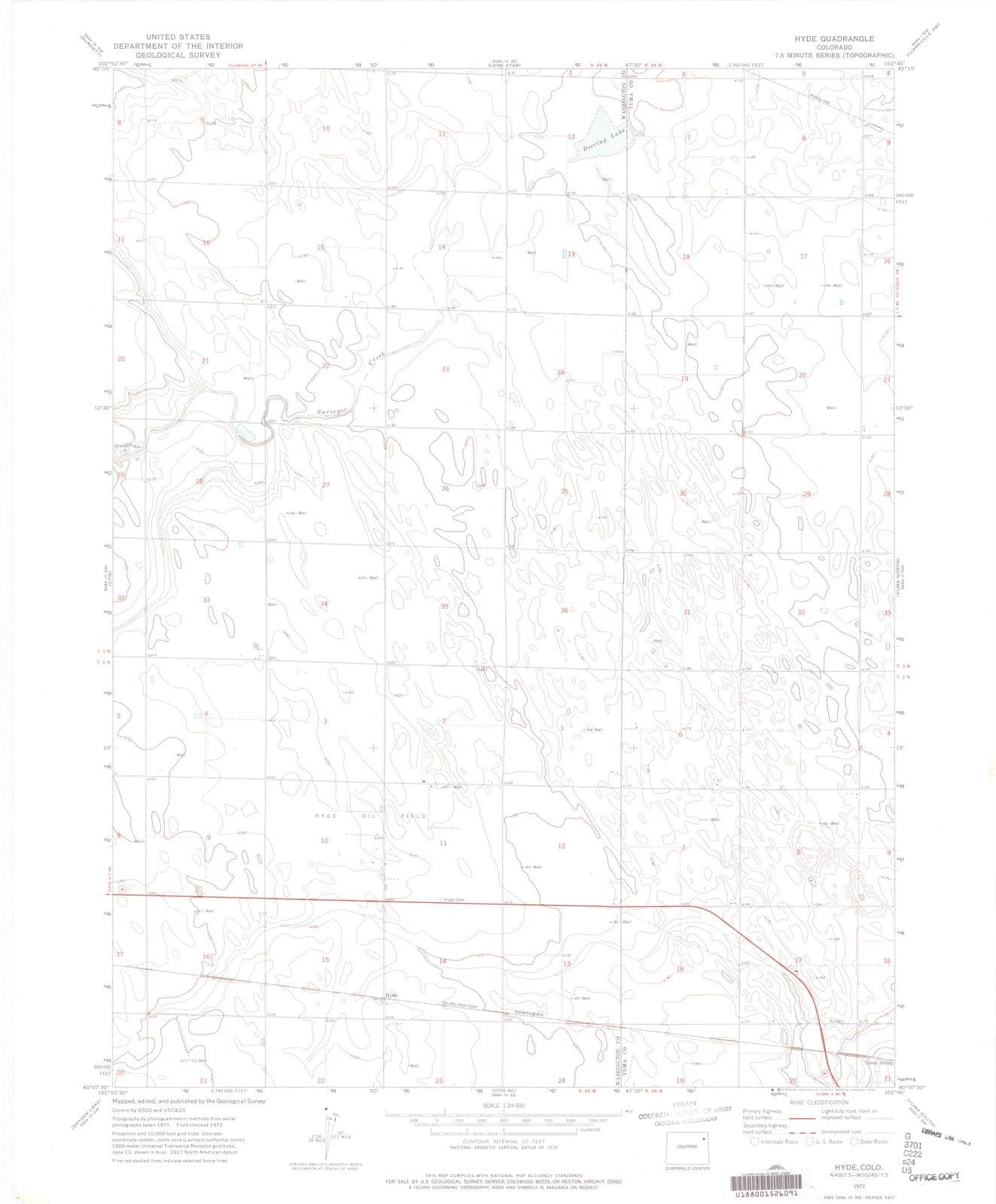 1972 Hyde, CO - Colorado - USGS Topographic Map