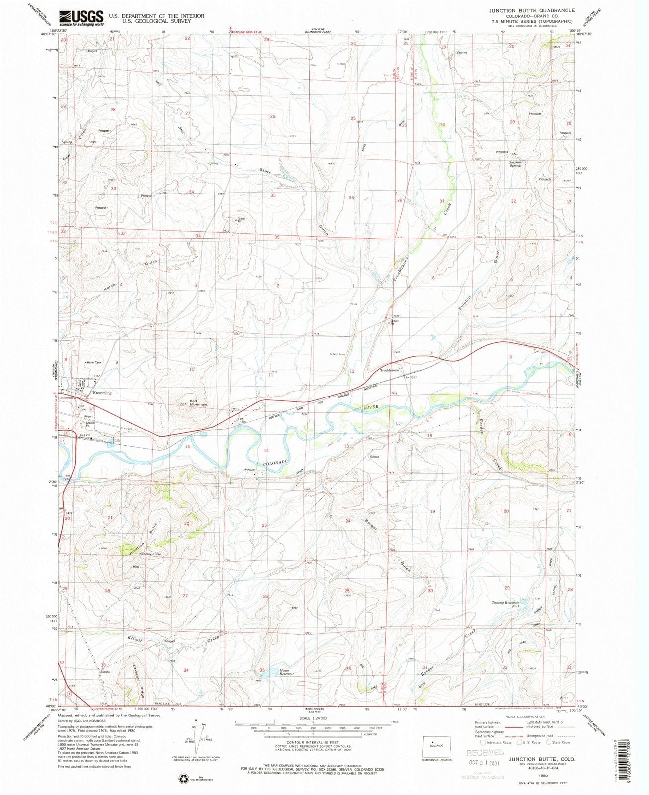 1980 Junction Butte, CO - Colorado - USGS Topographic Map