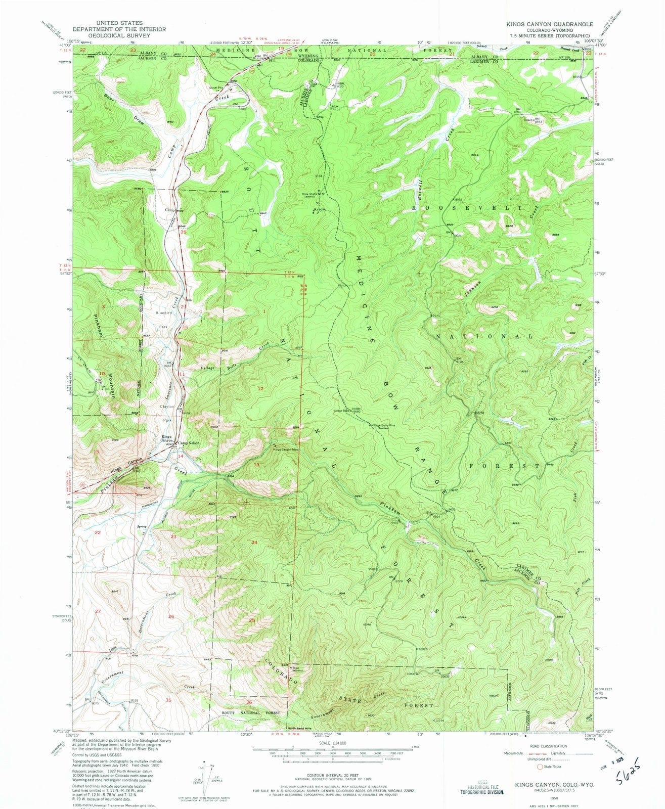 1950 Kings Canyon, CO - Colorado - USGS Topographic Map