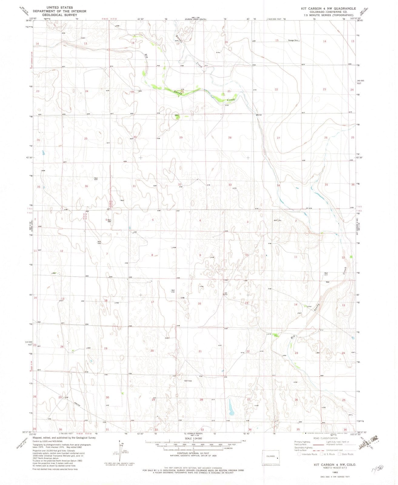 1982 Kit Carson 4, CO - Colorado - USGS Topographic Map
