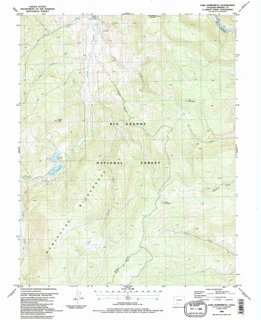1986 Lake Humphreys, CO - Colorado - USGS Topographic Map
