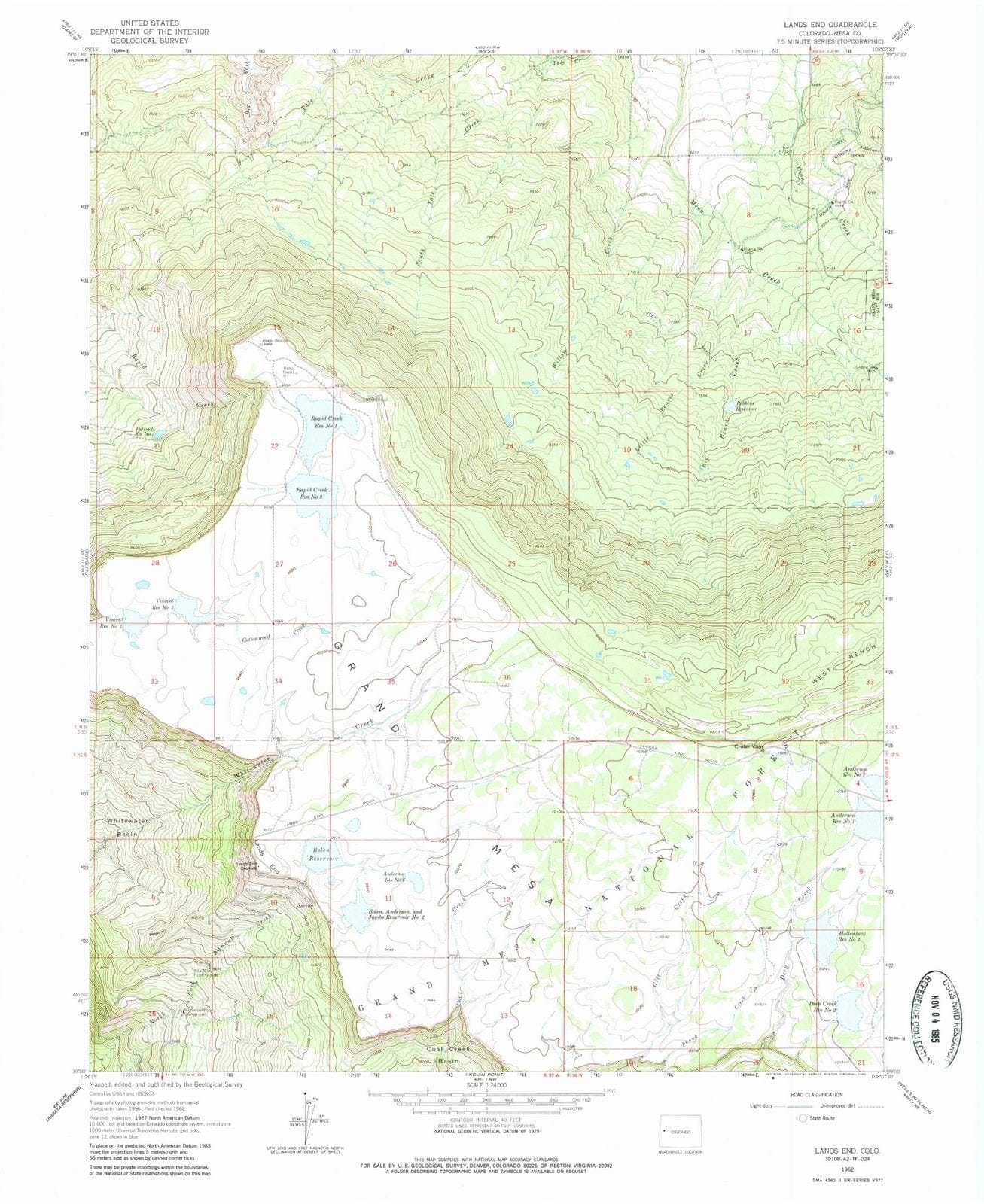 1962 Lands End, CO - Colorado - USGS Topographic Map