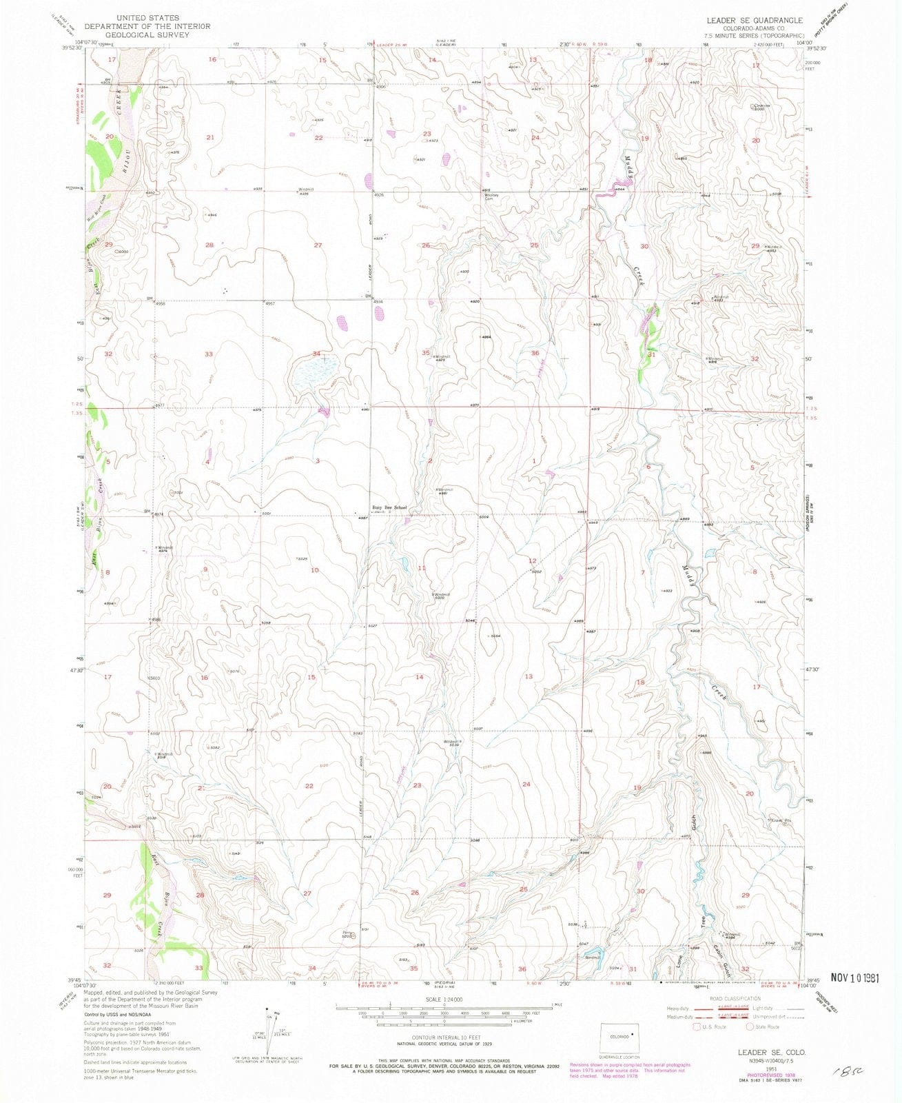1951 Leader, CO - Colorado - USGS Topographic Map v2