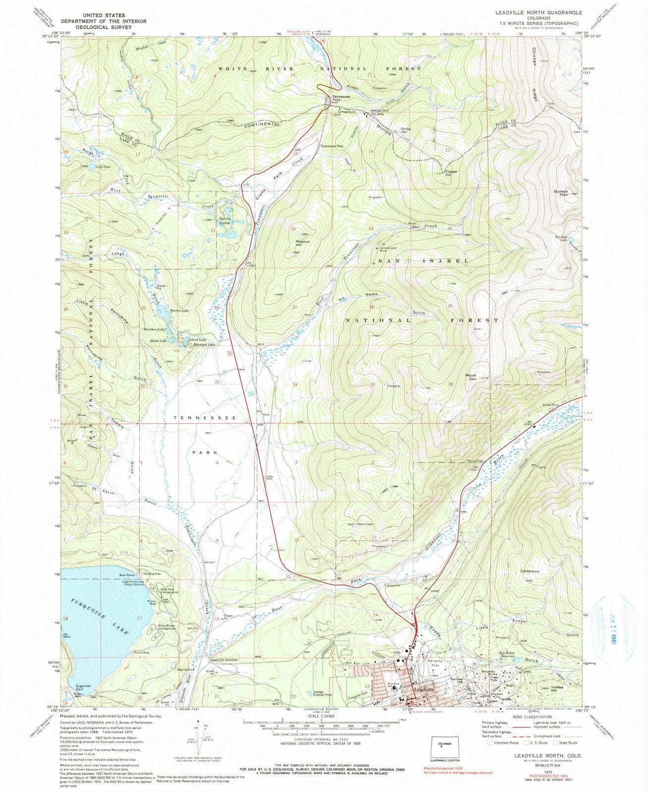 1970 Leadville North, CO - Colorado - USGS Topographic Map