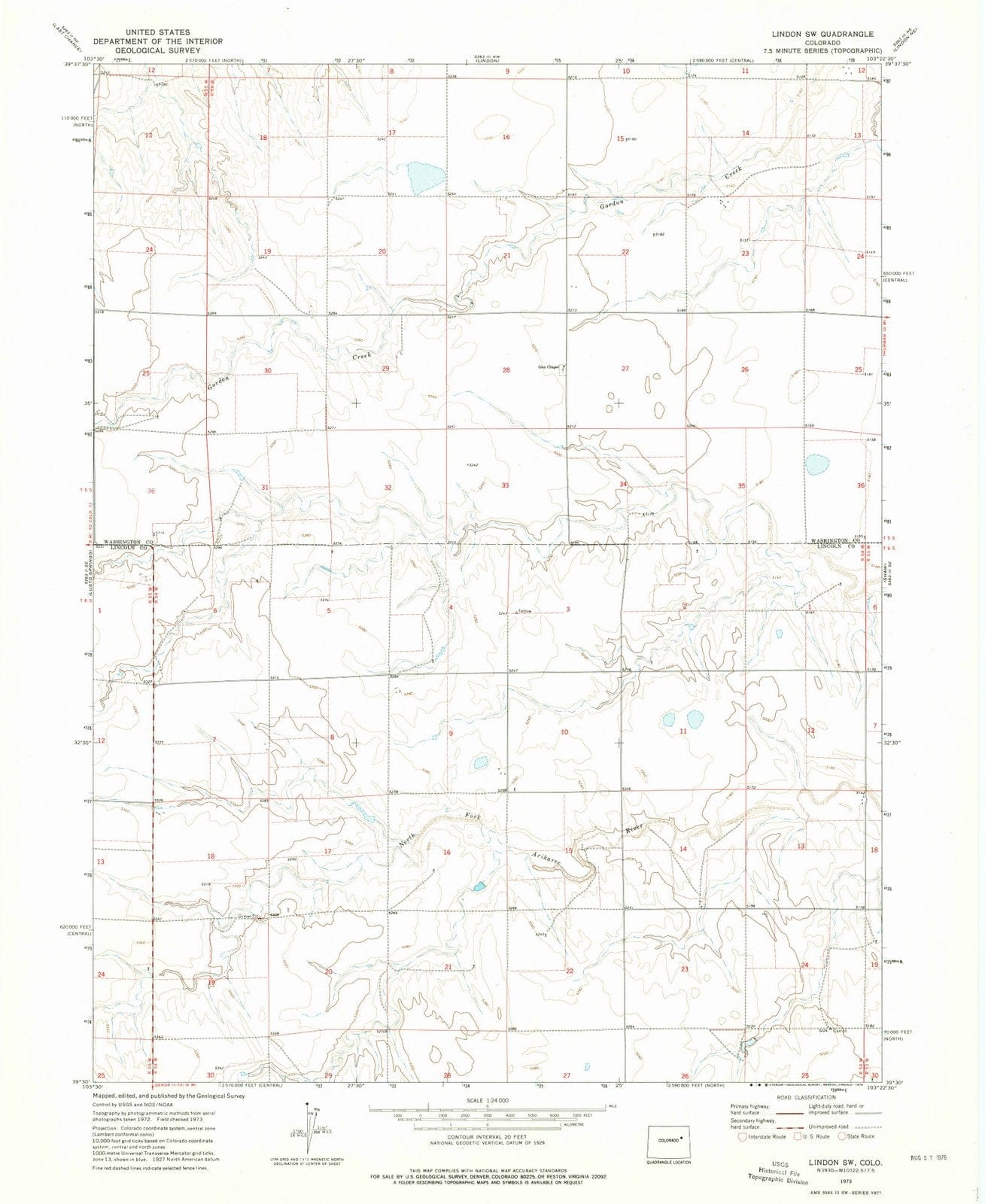 1973 Lindon, CO - Colorado - USGS Topographic Map v2