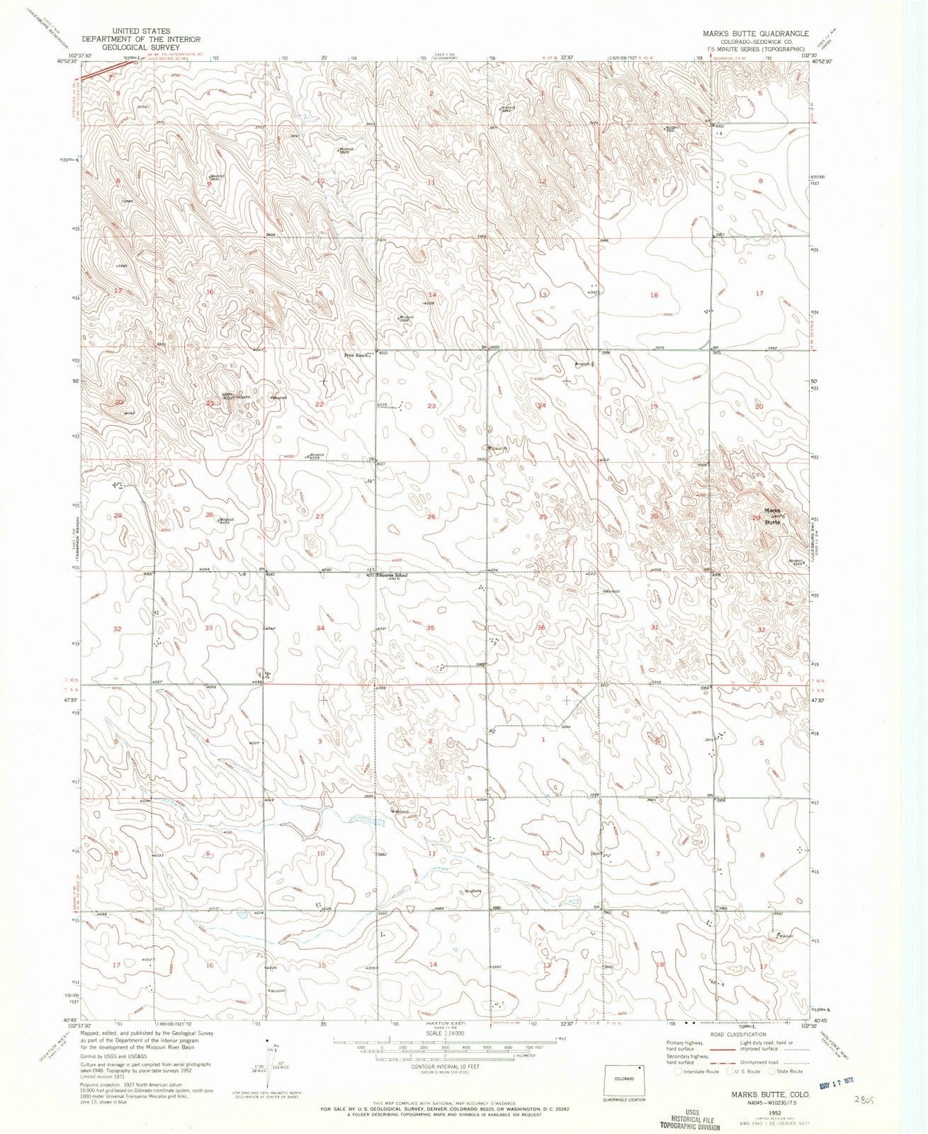 1952 Marks Butte, CO - Colorado - USGS Topographic Map