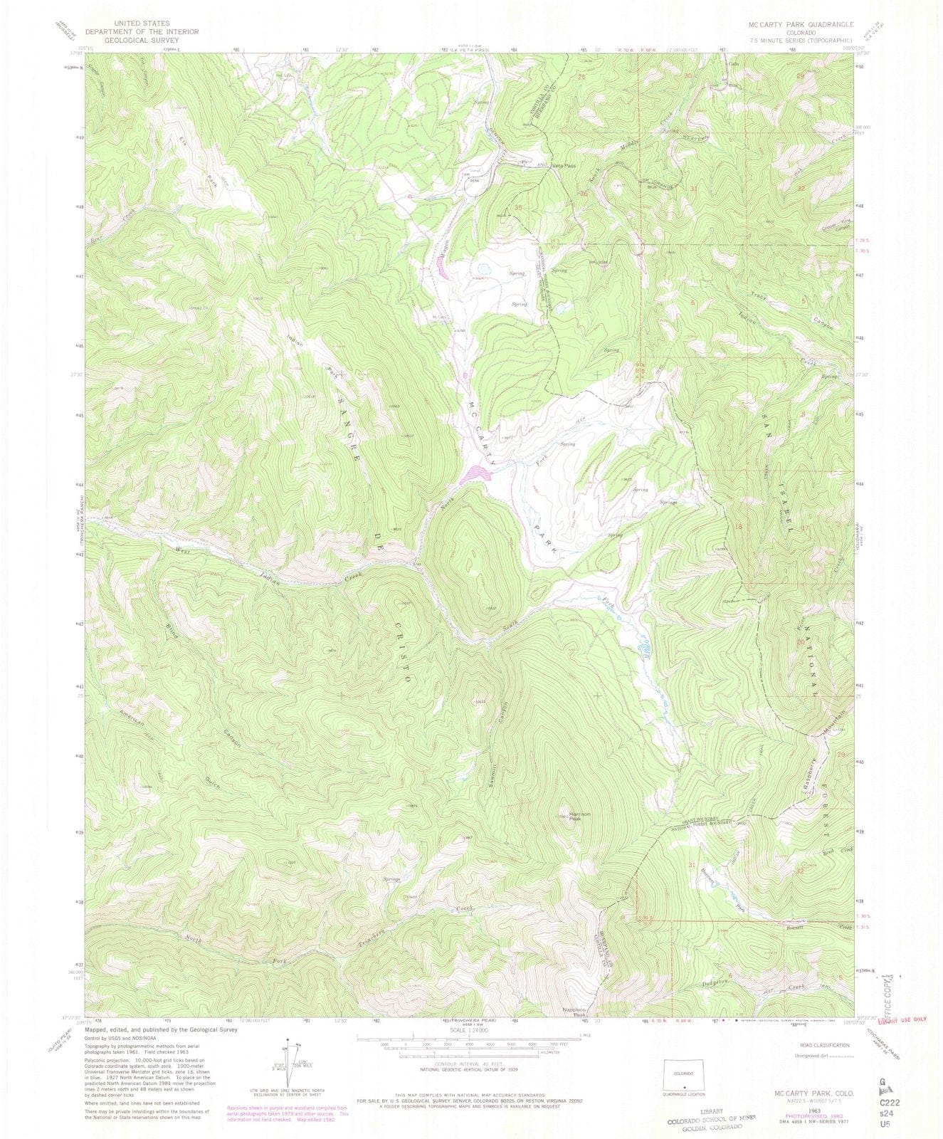 1963 Mc Carty Park, CO - Colorado - USGS Topographic Map