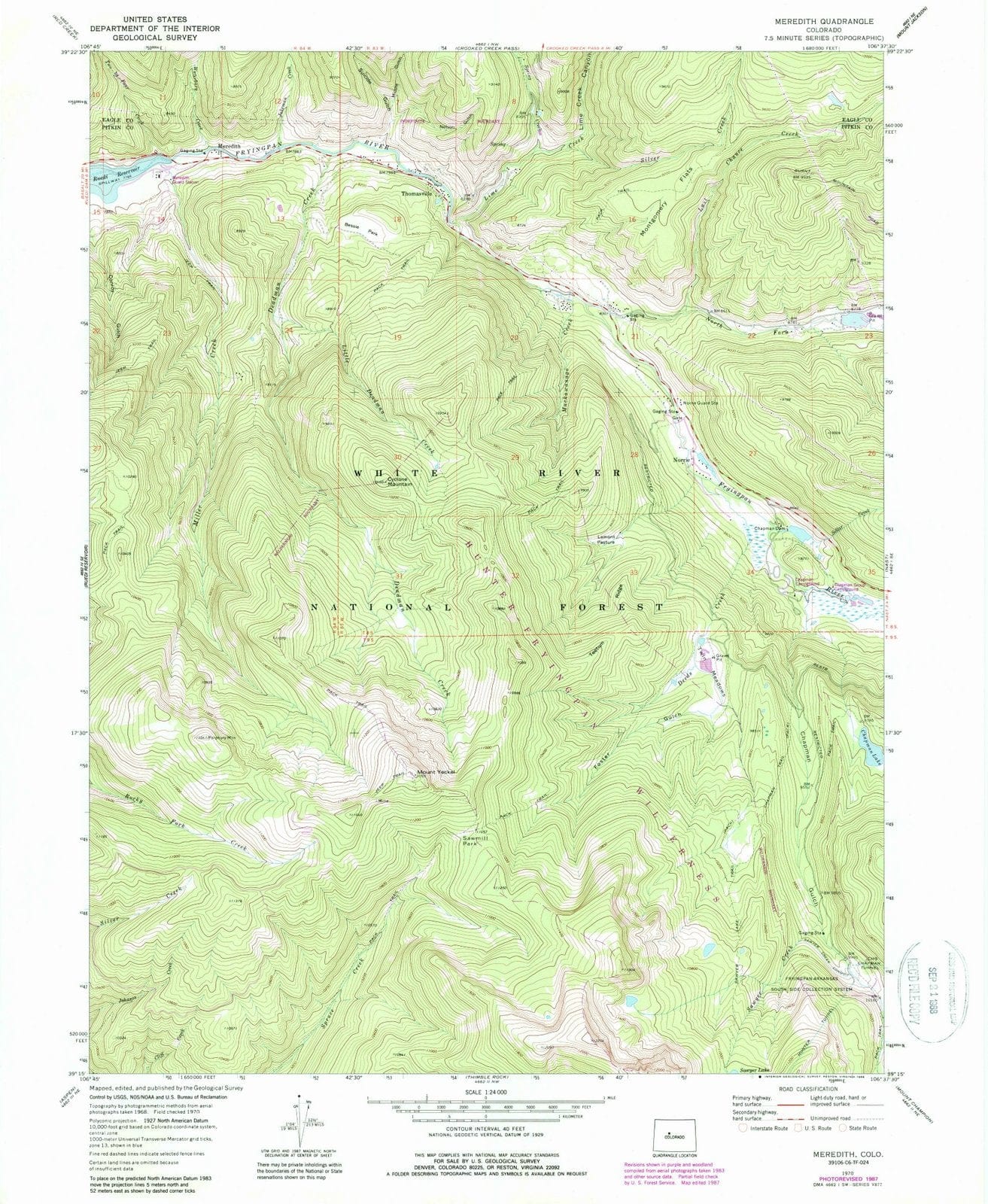 1970 Meredith, CO - Colorado - USGS Topographic Map