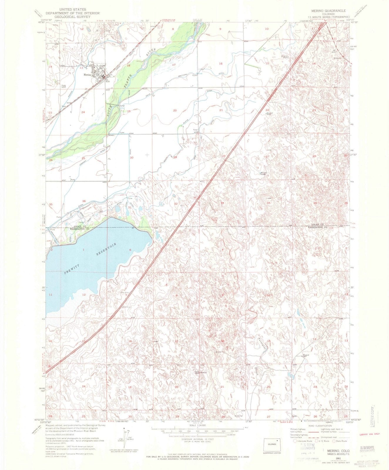 1951 Merino, CO - Colorado - USGS Topographic Map v2