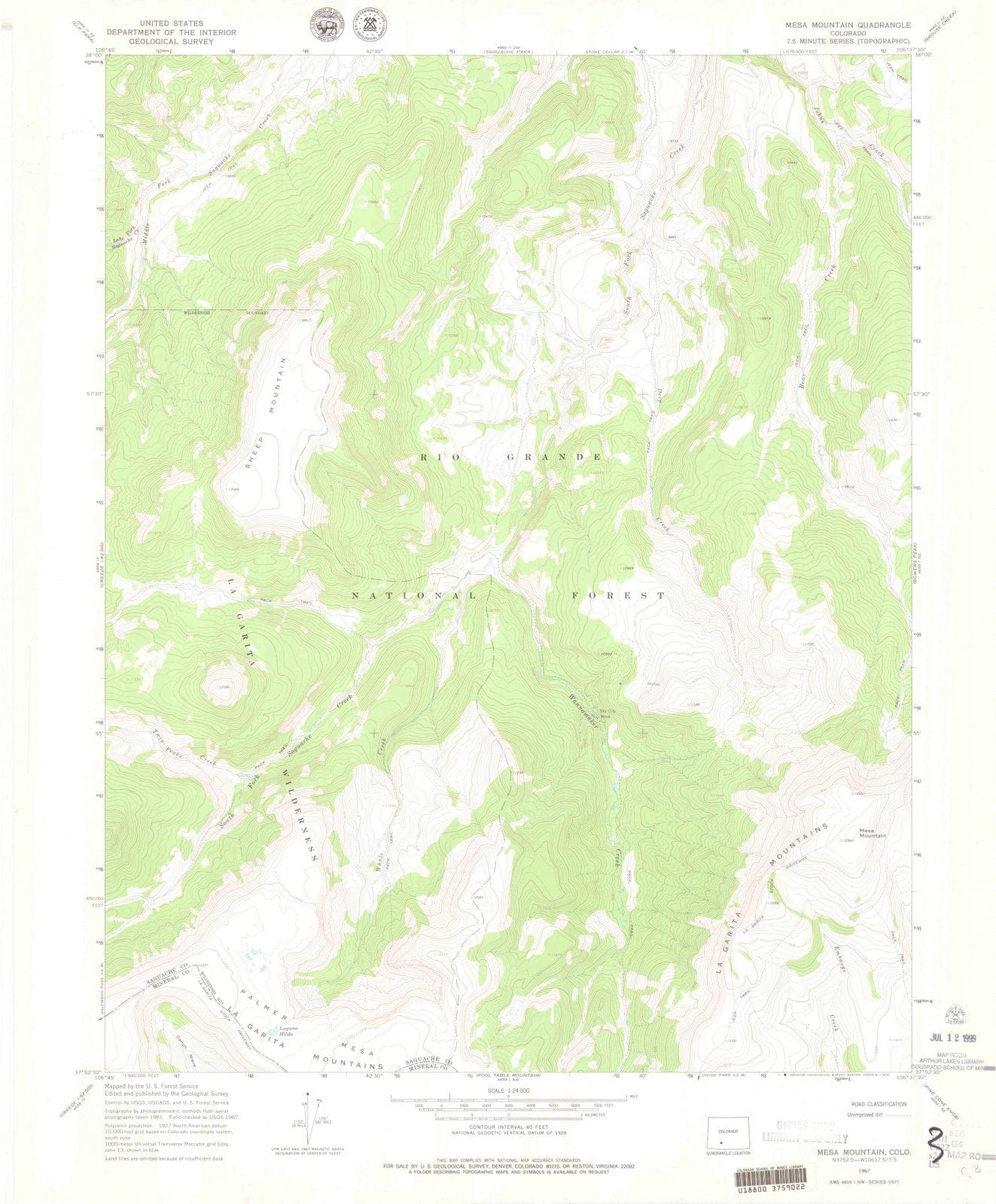 1967 Mesa Mountain, CO - Colorado - USGS Topographic Map