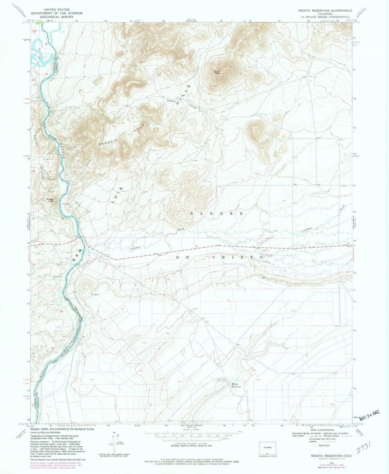 1967 Mesito Reservoir, CO - Colorado - USGS Topographic Map