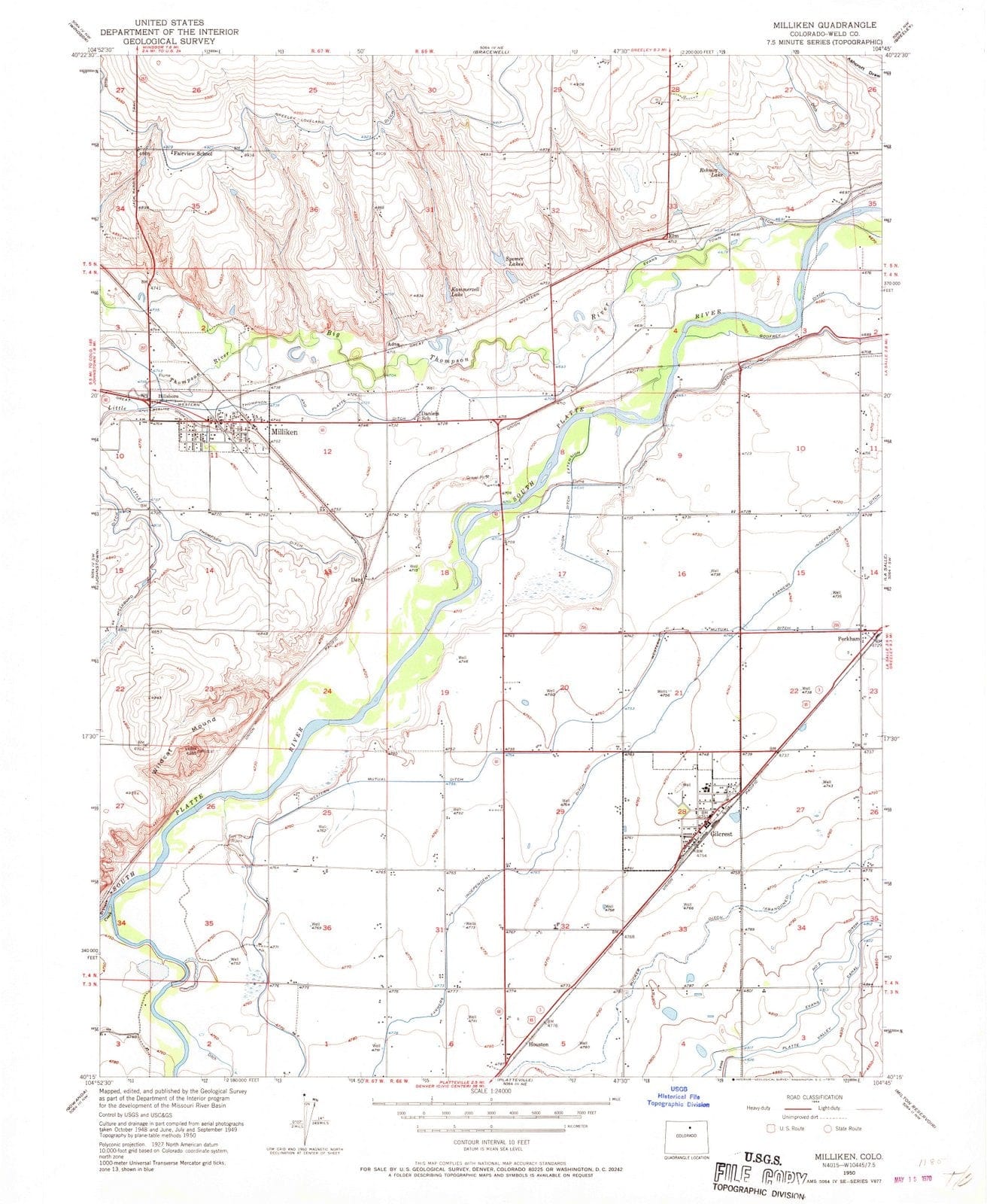 1950 Milliken, CO - Colorado - USGS Topographic Map