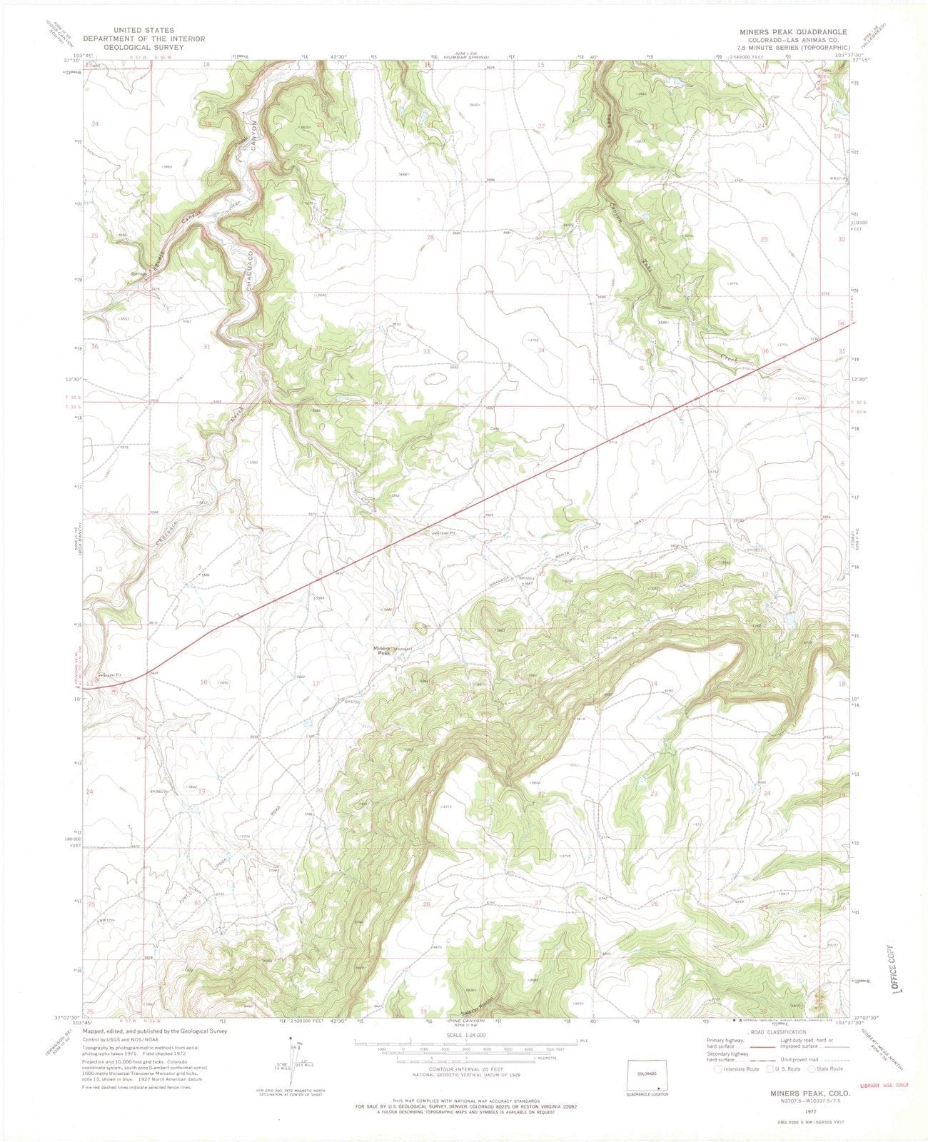 1972 Miners Peak, CO - Colorado - USGS Topographic Map