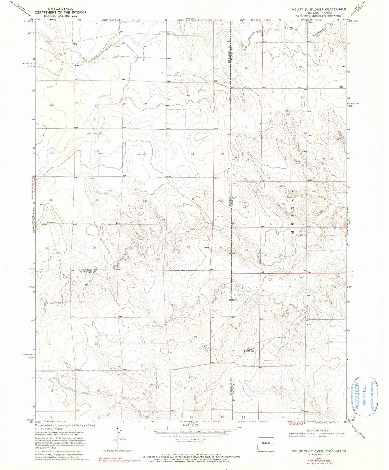 1969 Mount Sunflower, KS - Kansas - USGS Topographic Map