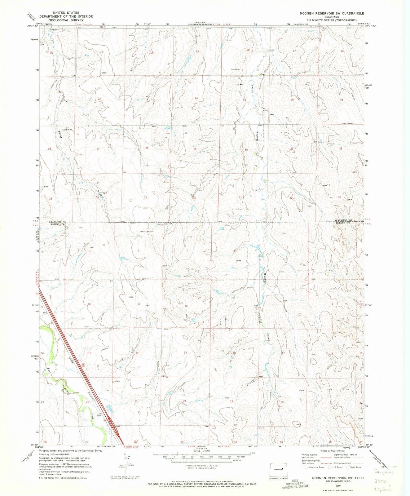 1969 Noonen Reservoir, CO - Colorado - USGS Topographic Map