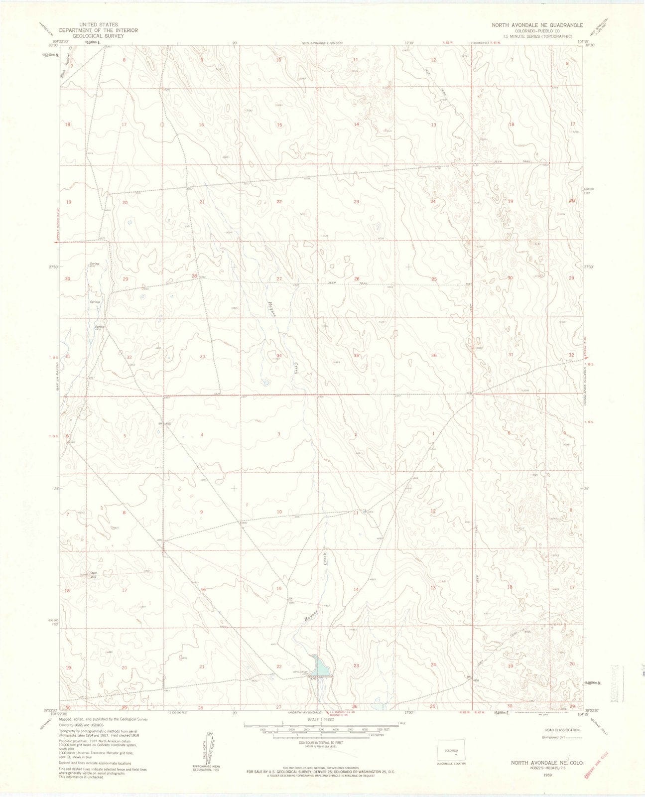 1959 North Avondale, CO - Colorado - USGS Topographic Map