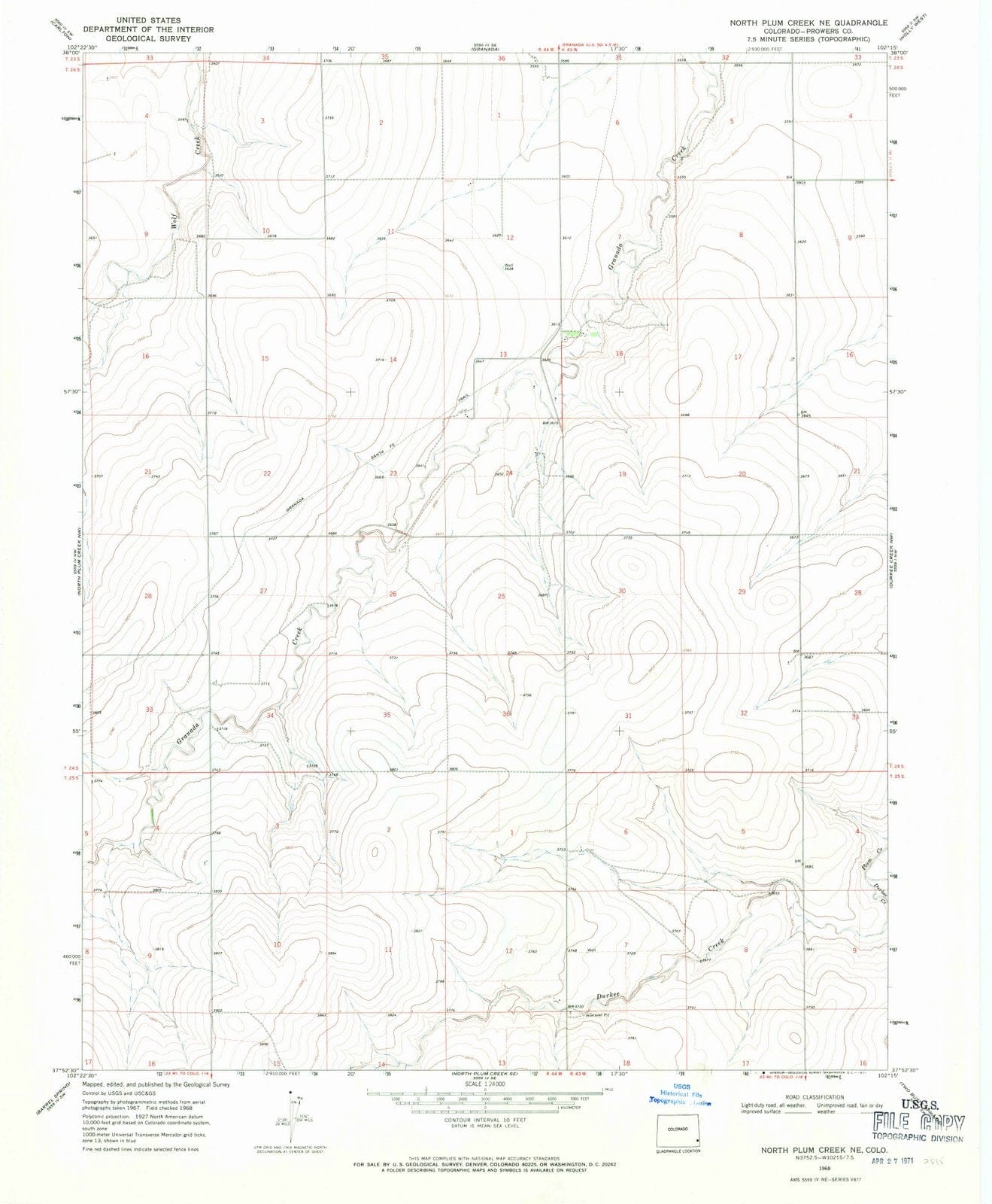 1968 North Plum Creek, CO - Colorado - USGS Topographic Map