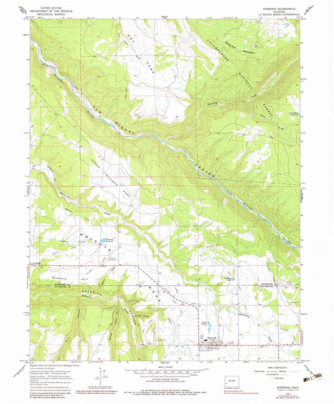 1964 Norwood, CO - Colorado - USGS Topographic Map