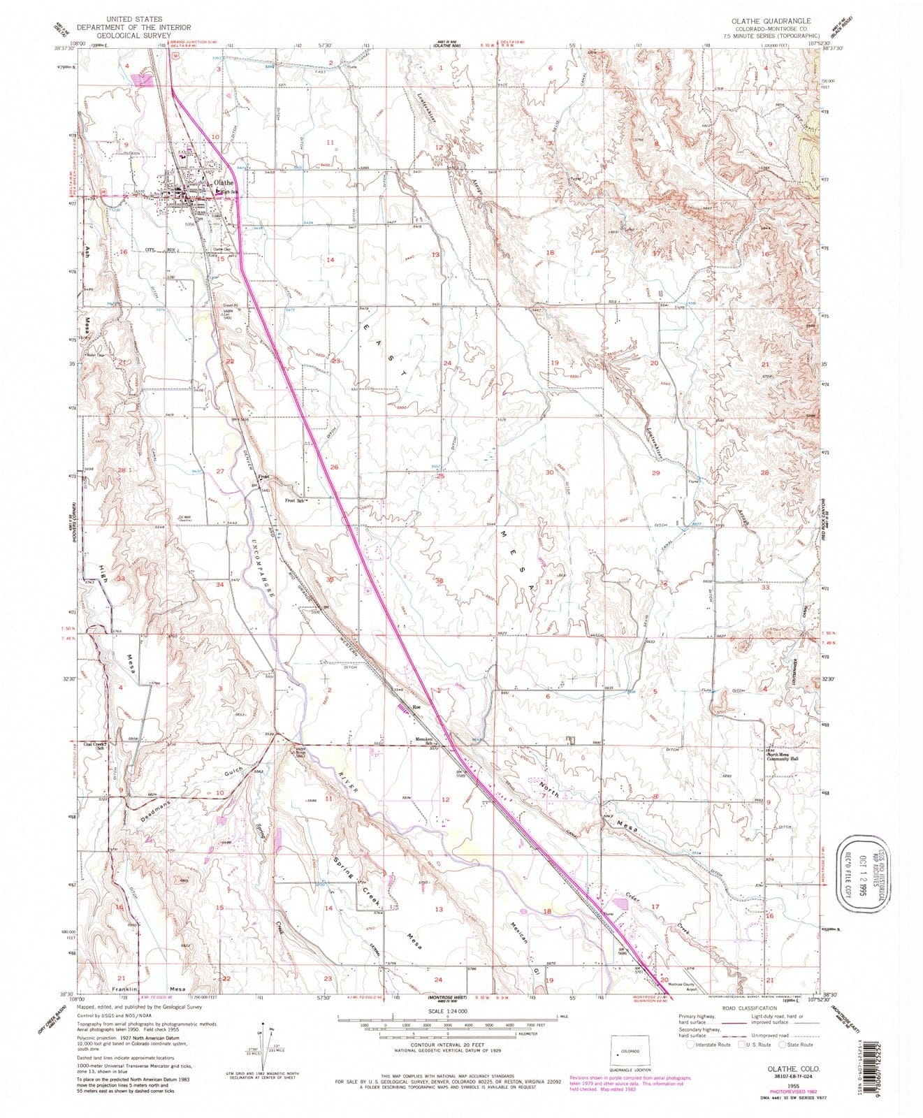 1955 Olathe, CO - Colorado - USGS Topographic Map