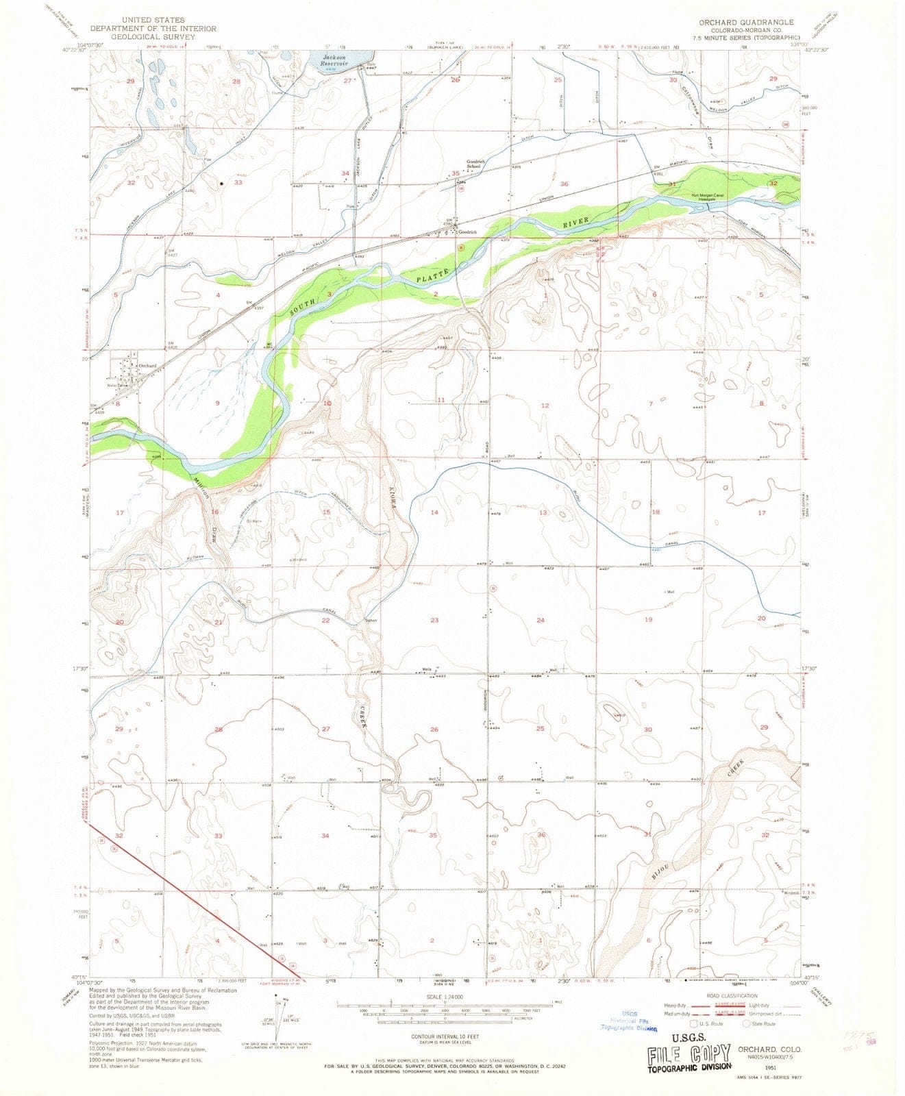 1951 Orchard, CO - Colorado - USGS Topographic Map